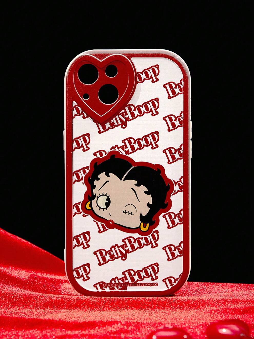 Betty Boop | ROMWE Cartoon Girl And Letter Pattern Color-Block Phone Case