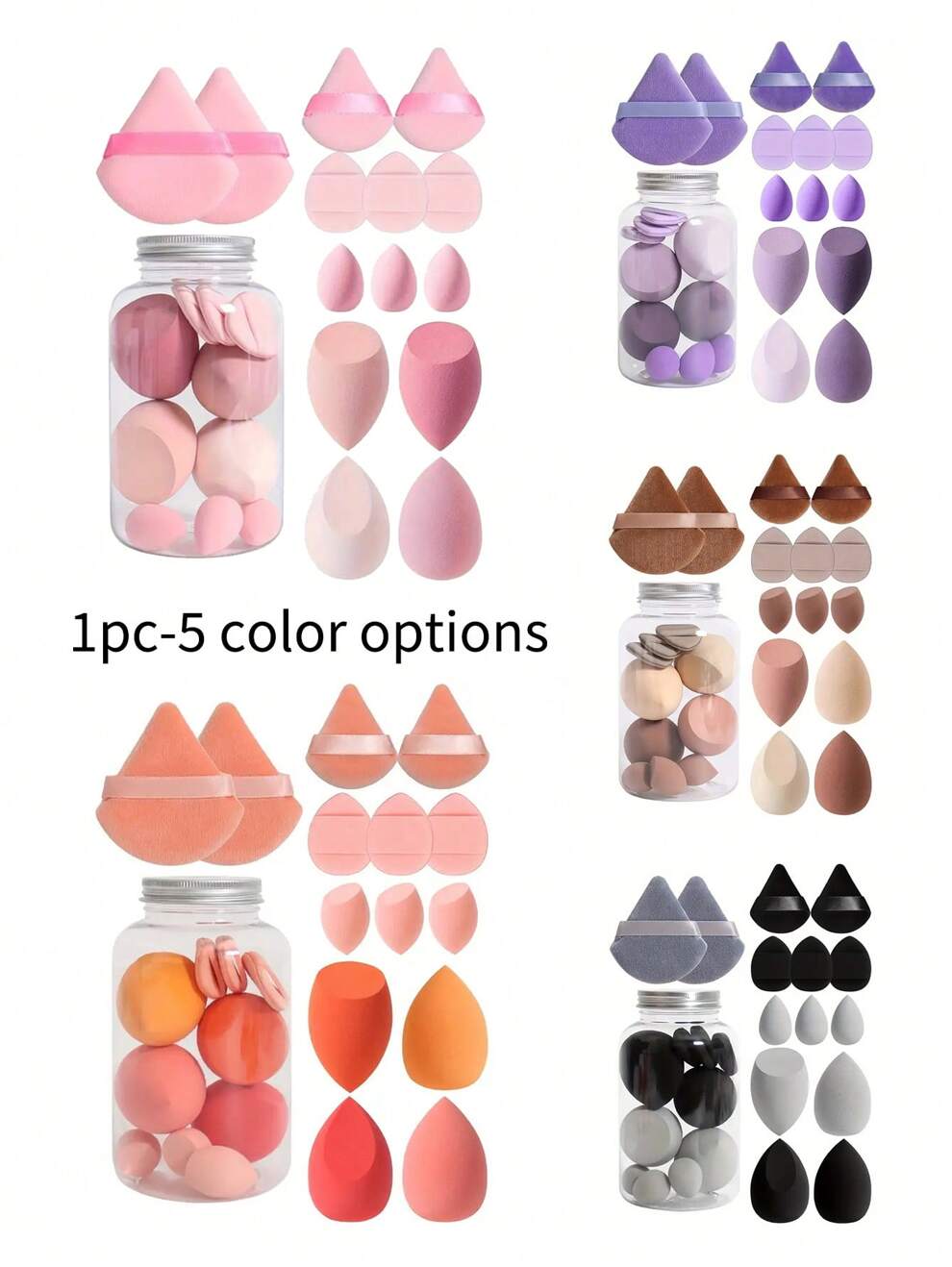 14-Pcs/Set All-Purpose Makeup Sponge Puff Set,1 Storage Bucket+7 Makeup Sponge Egg+7 Makeup Powder Puff Set , Beauty Cosmetic Foundation Blending Applicator , Loose Powder Makeup Applicator,Suitable F