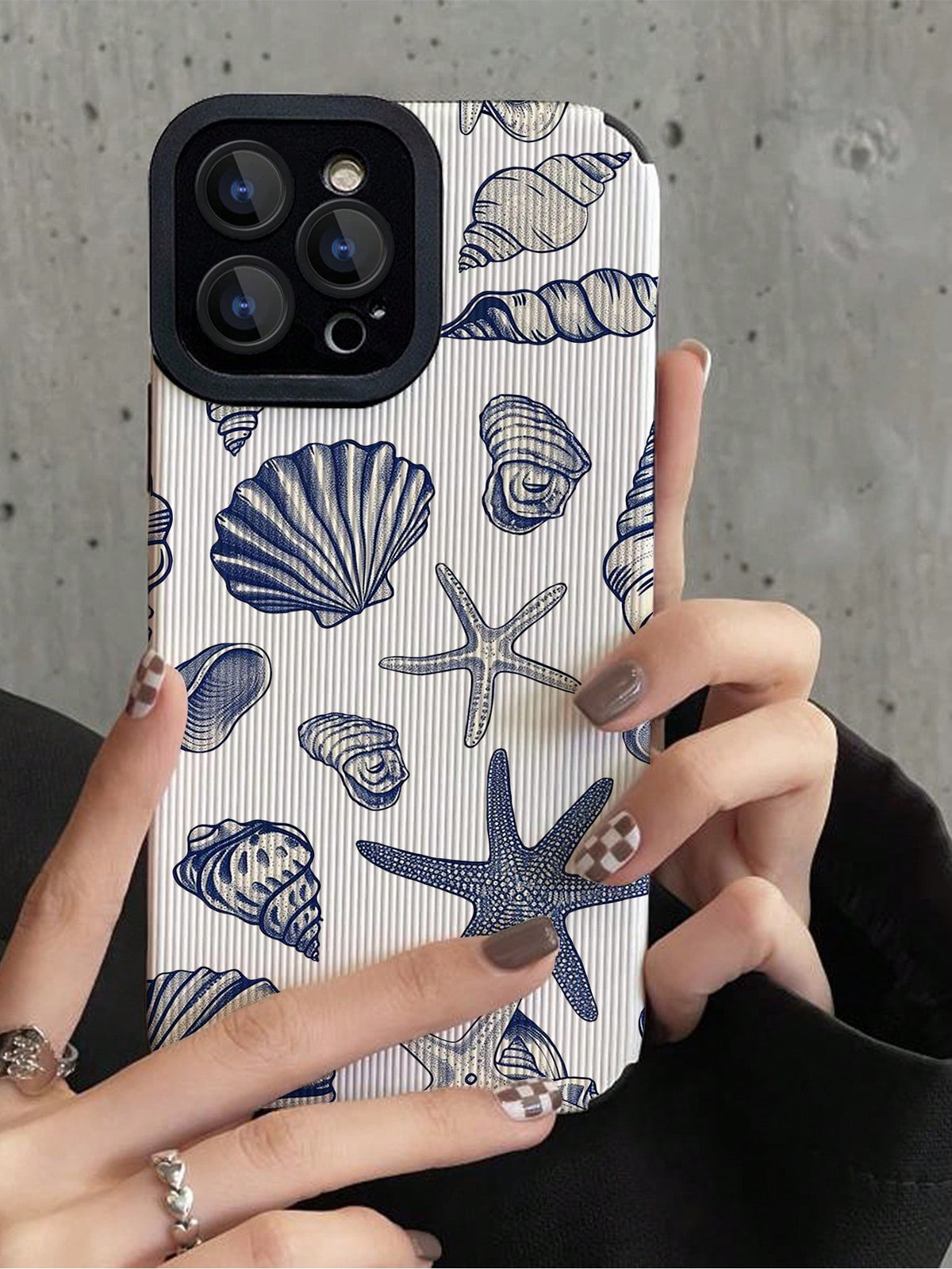 Summer 1pc New Blue Seashell Pattern Frosted Anti-Drop Soft TPU Phone Case Compatible With IPhone And Samsung 15/15PLUS/15PRO/15PROMAX