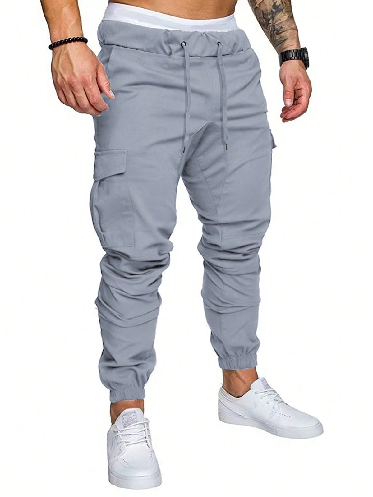 Manfinity LEGND Men Plain Simple Drawstring Casual Pants