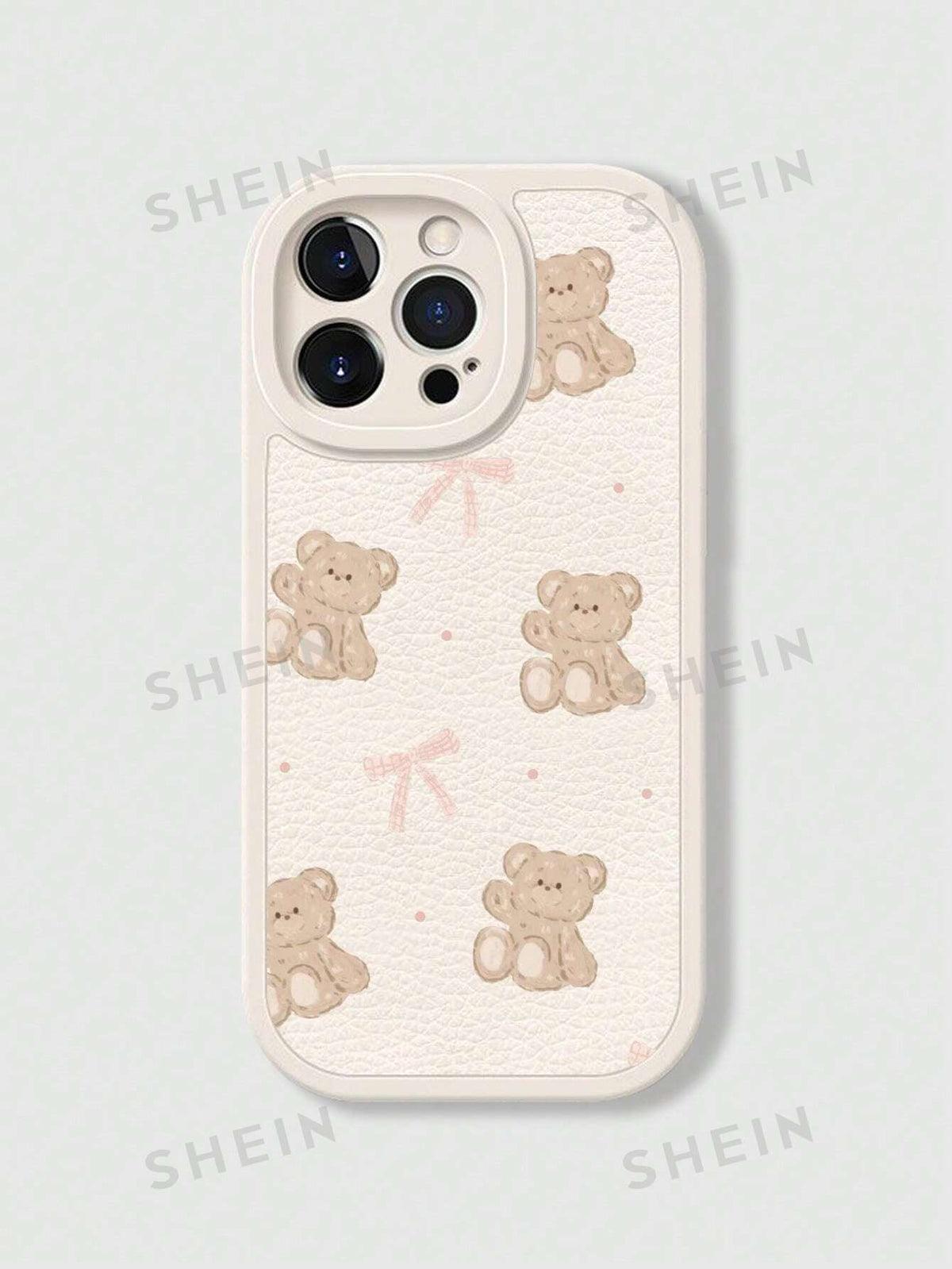 ROMWE Kawaii 1pc Cute Bear Pink Bow Apple Phone Case Compatible With IPhone 11 12 13 14 15 Pro Max