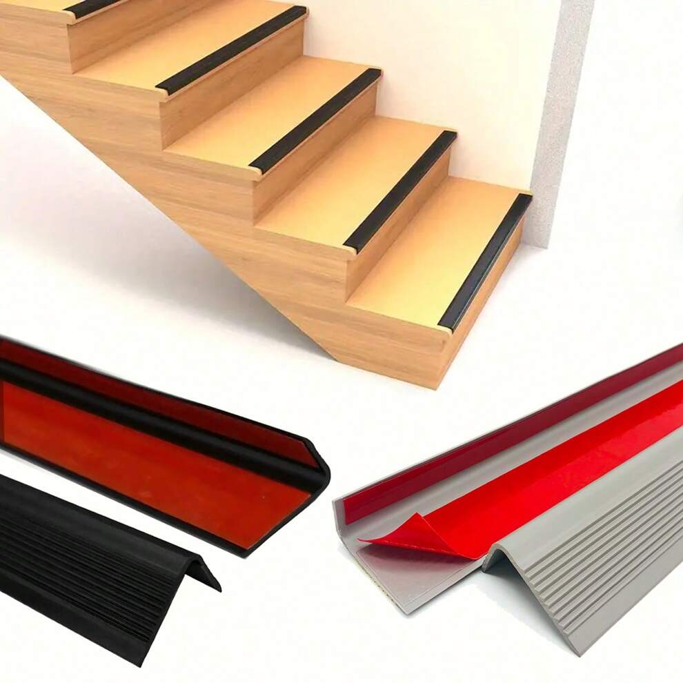 1m PVC Stair Step Anti-Slip Strip, Self-Adhesive Corner Edge Tile Floor Protector For Home Use