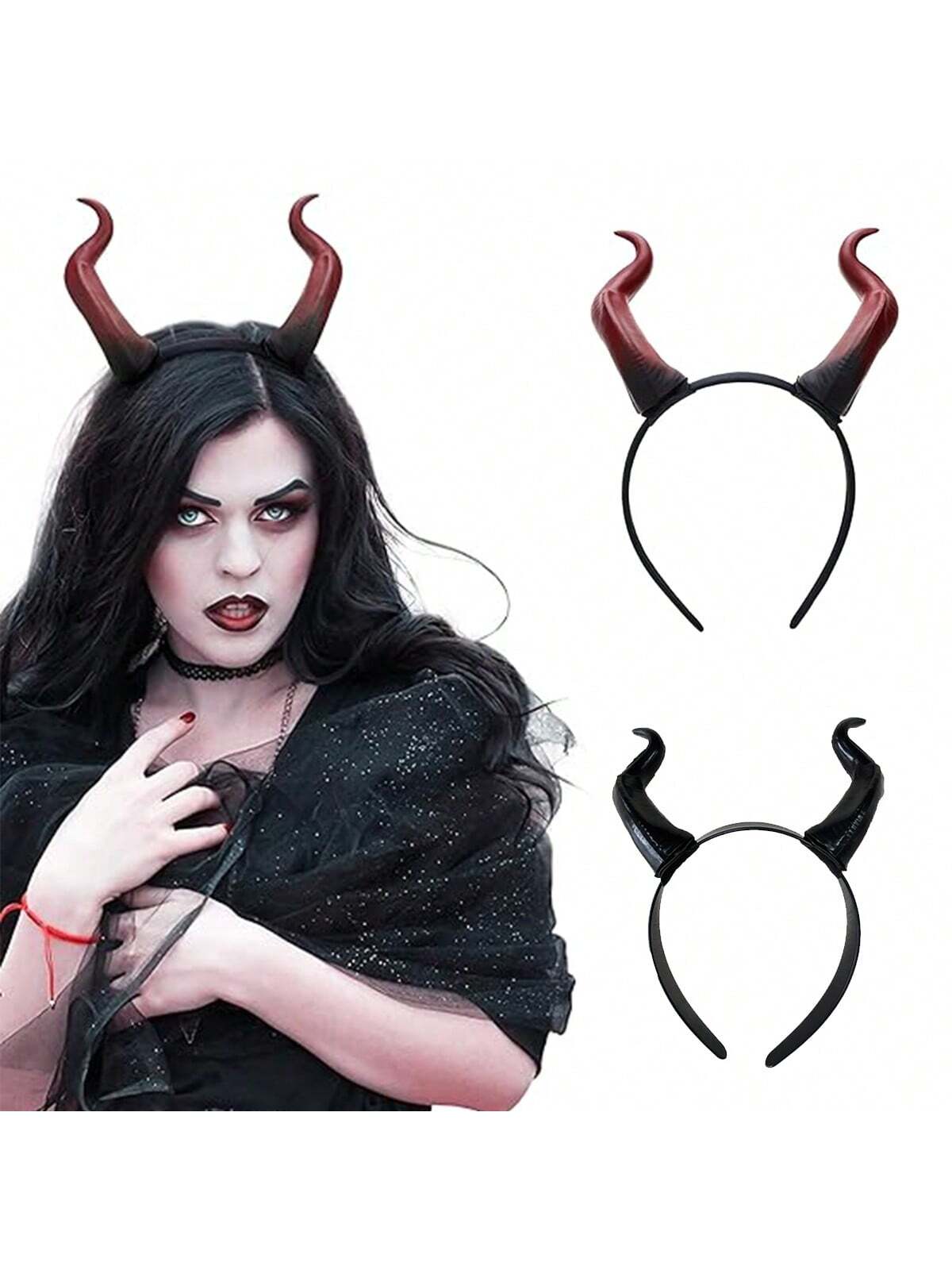 1PC Handmade Demon Horns Headband Gothic Devil Horn Hairband Halloween Costume Cosplay Party Photo Shoot