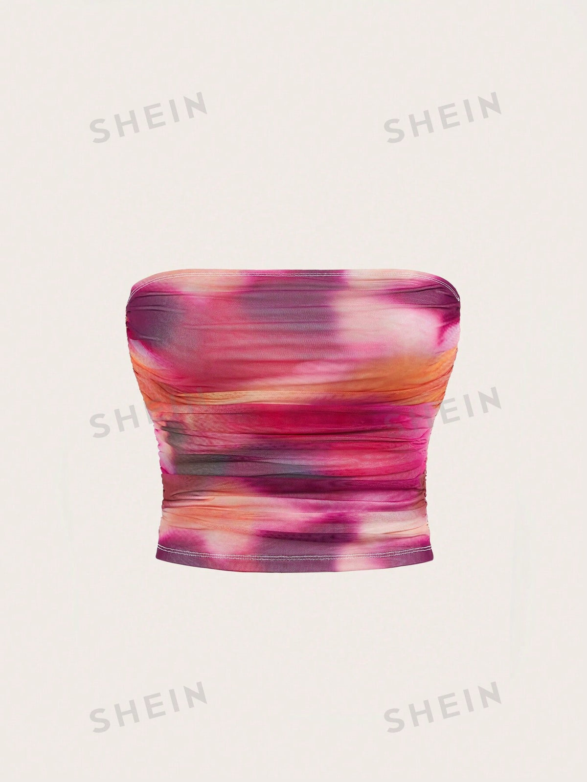 SHEIN Essnce Casual Summer Tanks Tie Dye Ruched Strapless Crop Top White Top Going Out Tops Summer Shirts Summer Fits