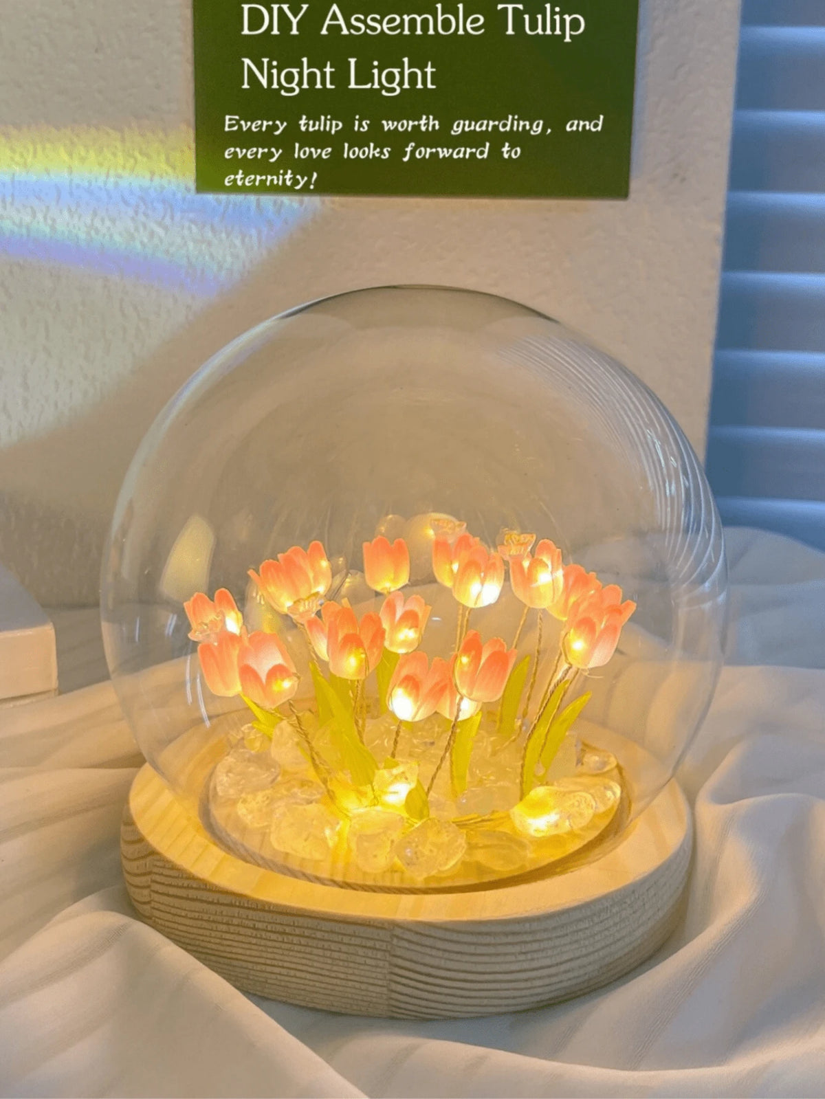 1PC Tulip Night Light, Including 13 Tulips, Creative Handmade DIY, LED Bedside Light, Room Decoration, Party Decoration, Desk Decoration, Girlfriend Gift, Mother's Day Gift