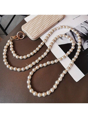 Mobile Phone Lanyard Extended Slung Women's Phone Lanyard Inlaid With Rhinestones, Pearls, Beaded Chain, Bag Strap Chain, Metal Hook, Detachable Mobile Phone Case Anti-Loss Lanyard, Universal Mobile P