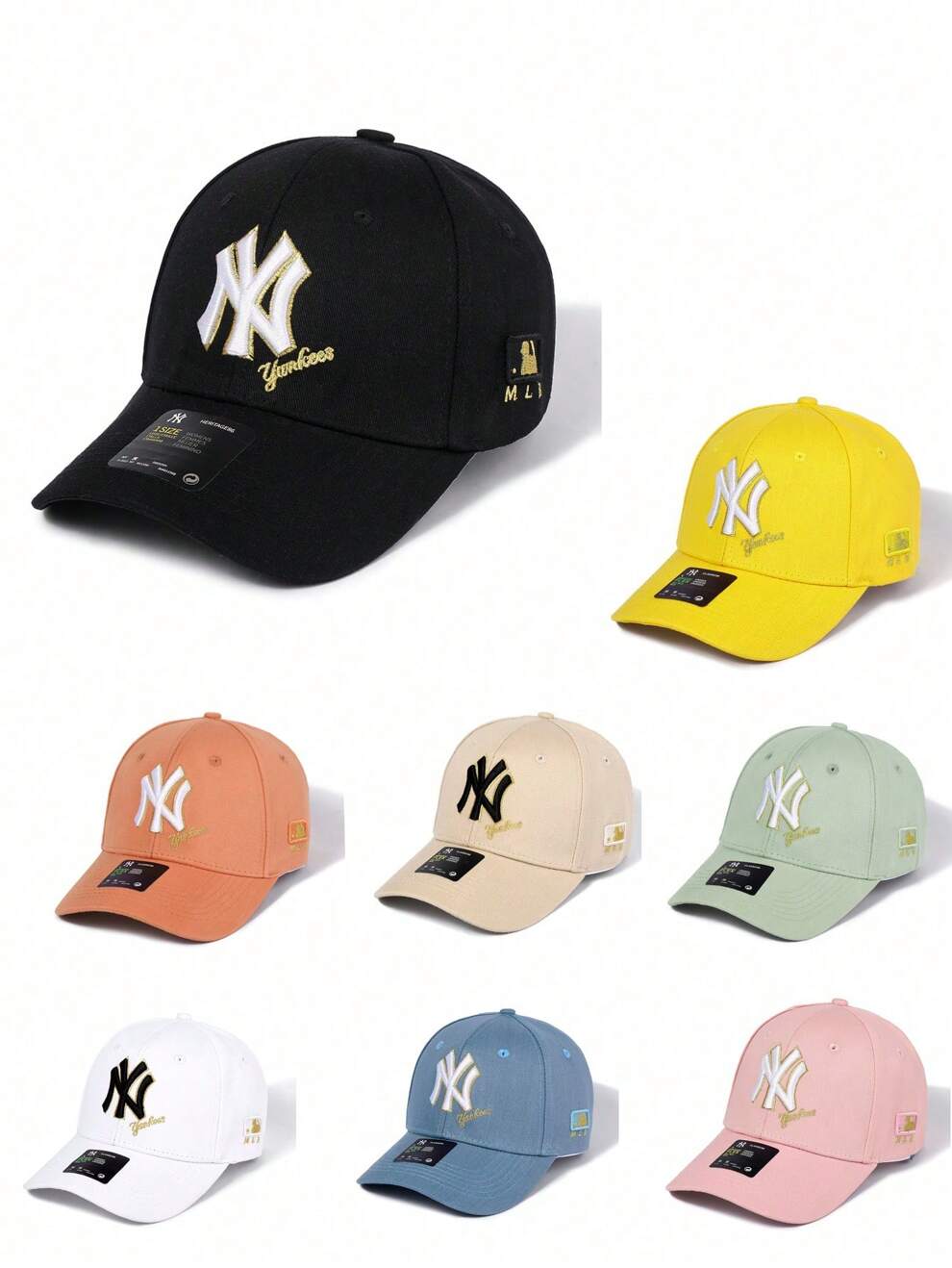 MLB New York Yankees Baseball Team Fashion NY 3D Embroidery Hard Top Adjustable Hat For Outdoor Sports & Sun Protection, Suitable For Men And Women Year-Round Outfit, Holiday Gift, Valentine Day Gift