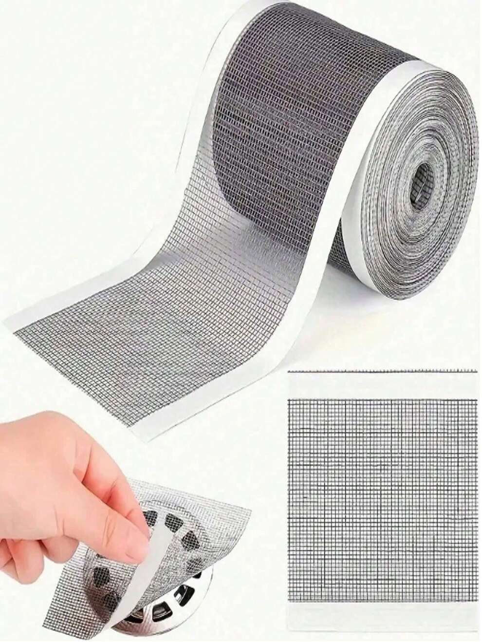 1pc Disposable Hair Filter Floor Drain Sticker Roll To Cut, Anti-Blocking Net With Adhesive Backing For Floor Drain