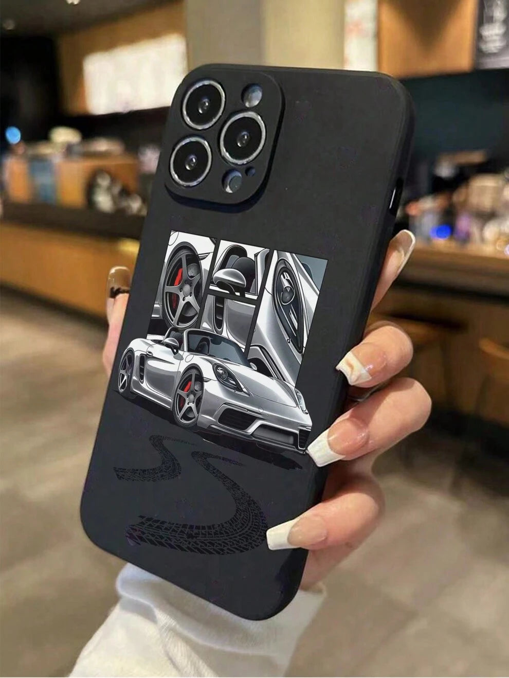 Silver Car Tire Painted Phone Case With Precision Holes, Fits For IPhone 15 Pro Max/13/12 Pro Max/X/XS/8/7 Series And Soft Shell For P12, Made Of TPU For Samsung Galaxy S24/S24+/S24 Ultra/S22/A13 4G/A