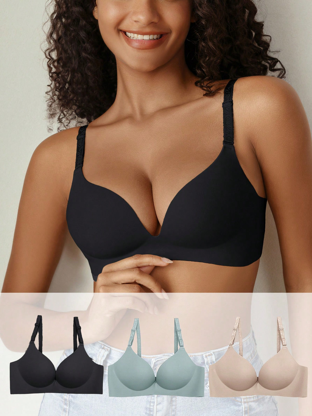 SHEIN Women's Simple Solid Color Daily Wear Bra