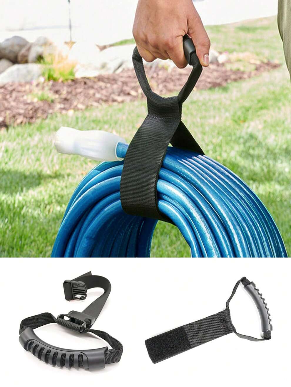 1pc Easy-Carry Storage Straps, Hook And Loop Straps With A Carrying Handle For Garden Hose, Extension Cord, Cable, Garage, Boat, RV Accessories Organization (Buckle Type/Hook And Loop Type)