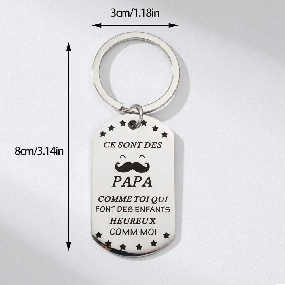 1pc New Design Military Stainless Steel PAPA Keychain, Father's Day/Retro Gift, Metal Keyring Pendant