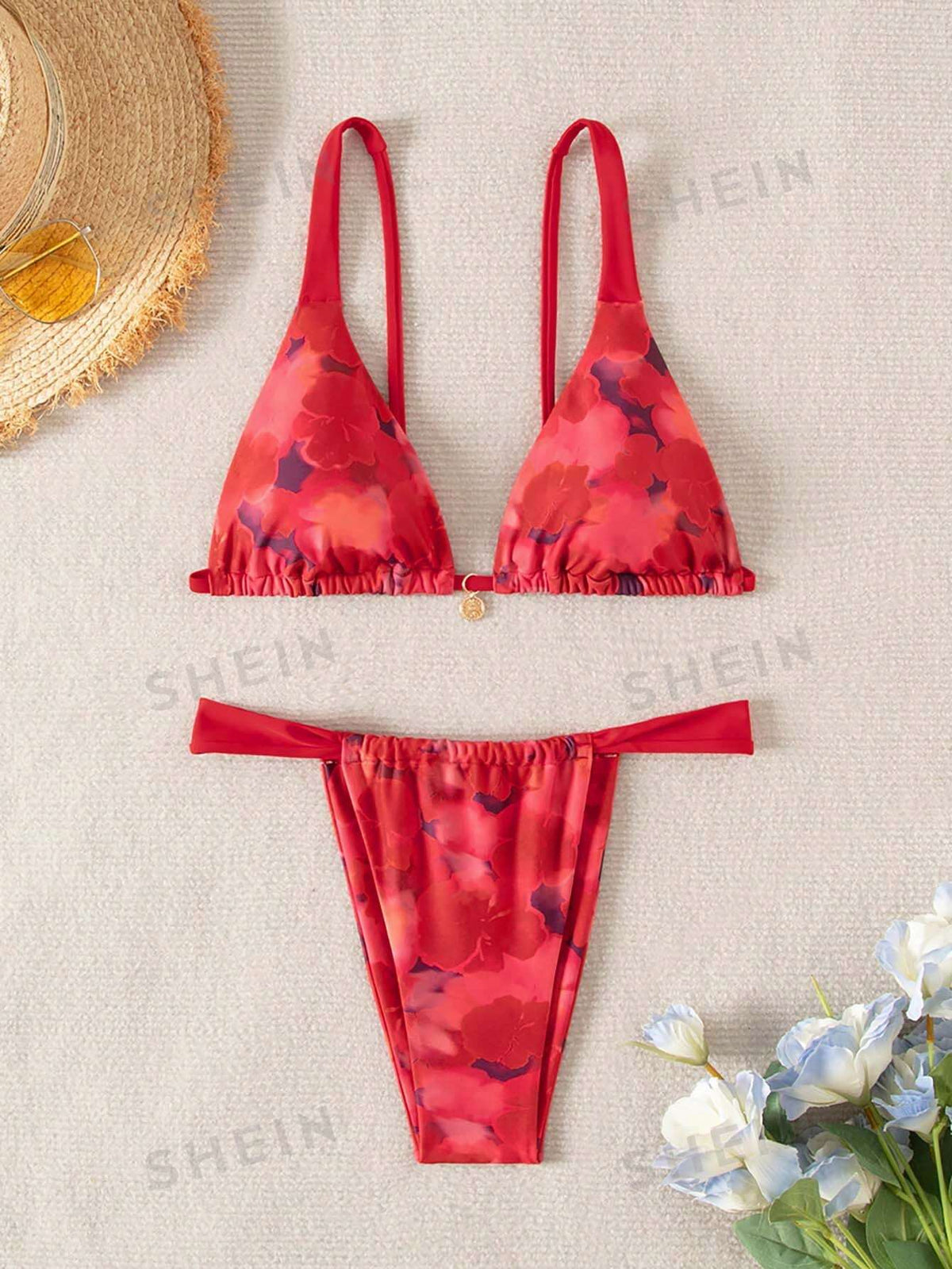 Ladies' Striped & Printed Bikini Set (Random Print) Summer Beach