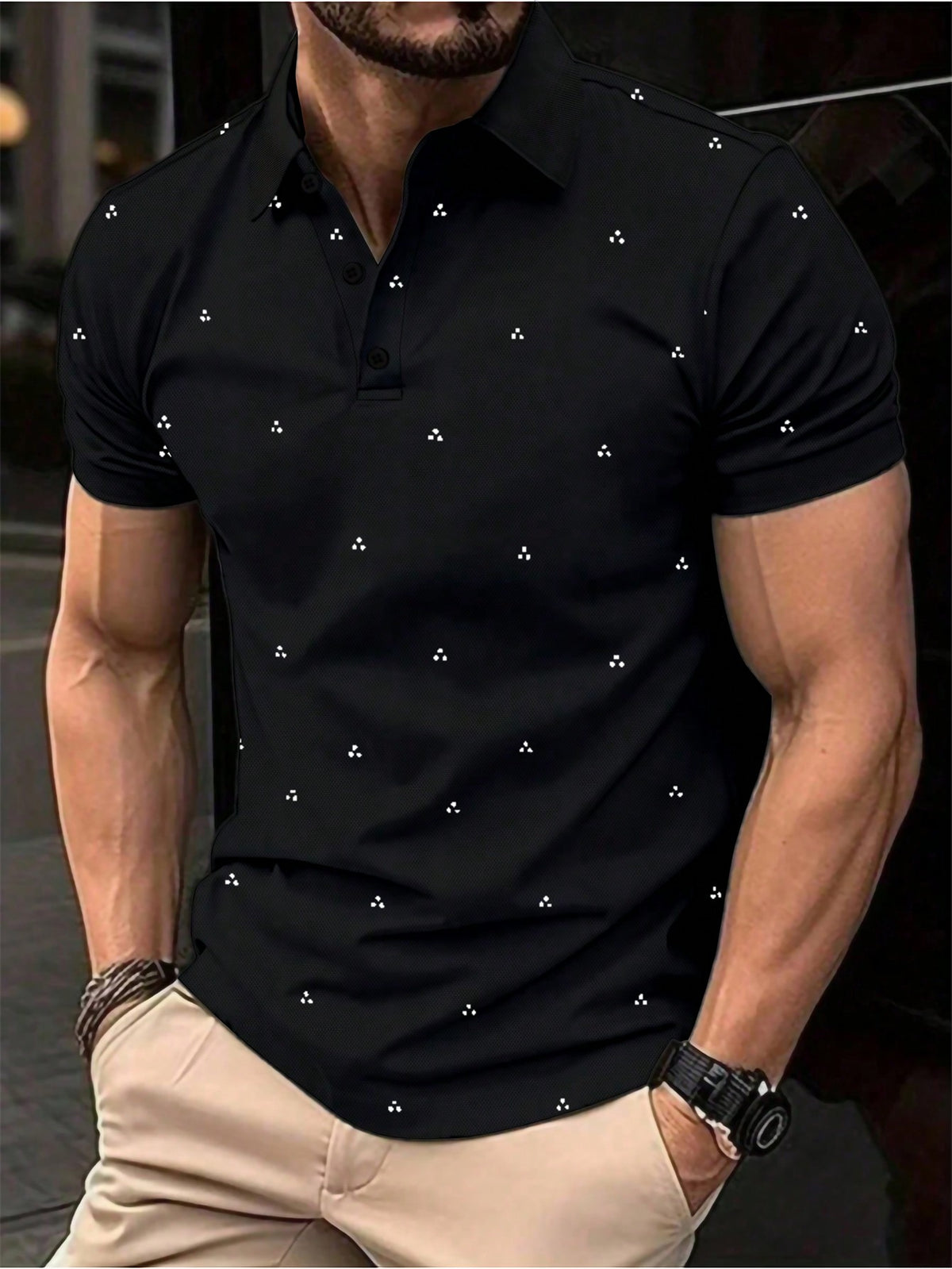 Men Colorblock Short Sleeve Polo T-Shirt For Summer