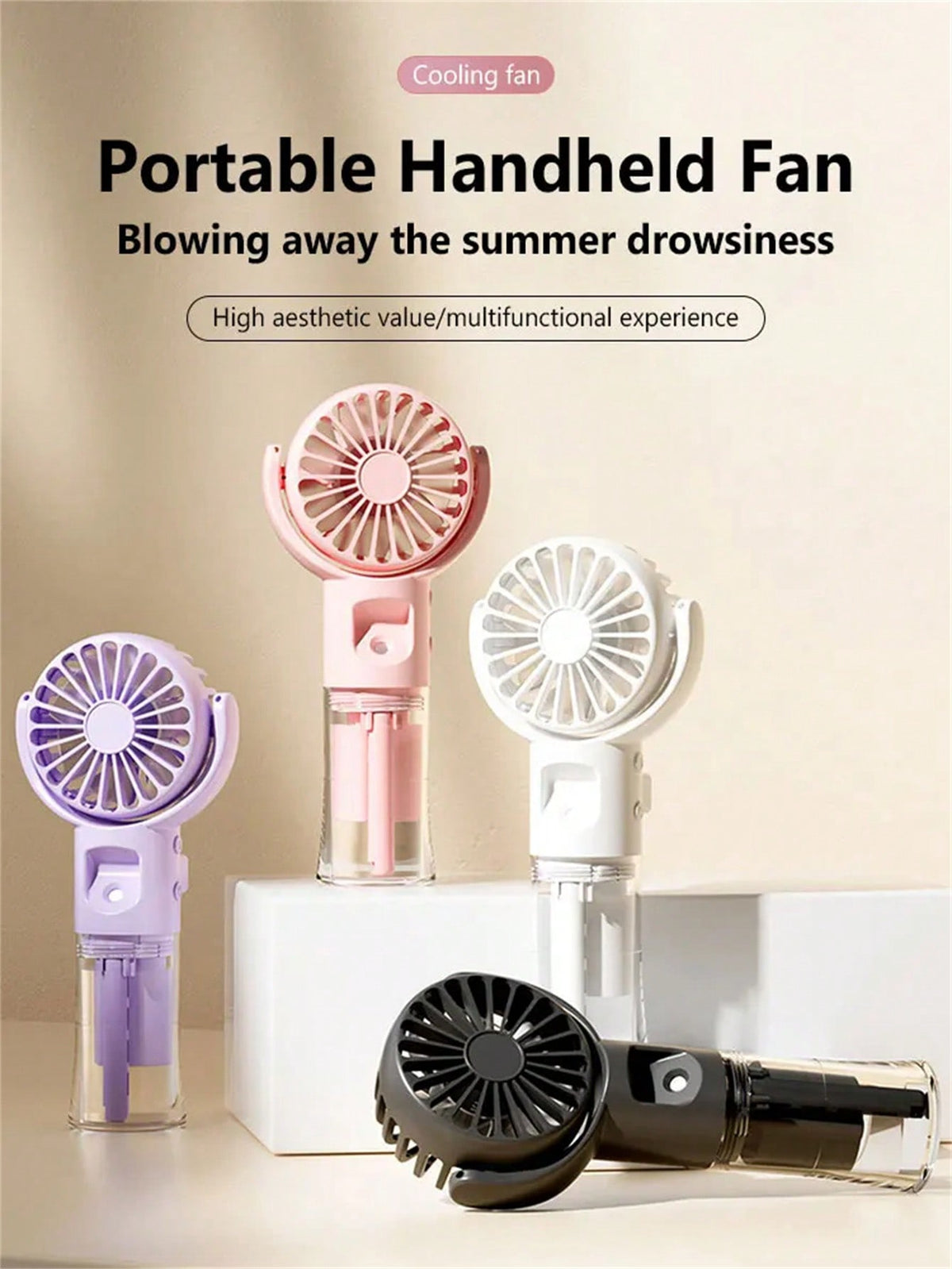 1 Rechargeable Portable Handheld Misting Fan Folding Mini Facial Steamer Nano Fine Mist 4 Levels Of Windpowerair Conditioner For Outdoor, Travel And Summer Supplies Cooler