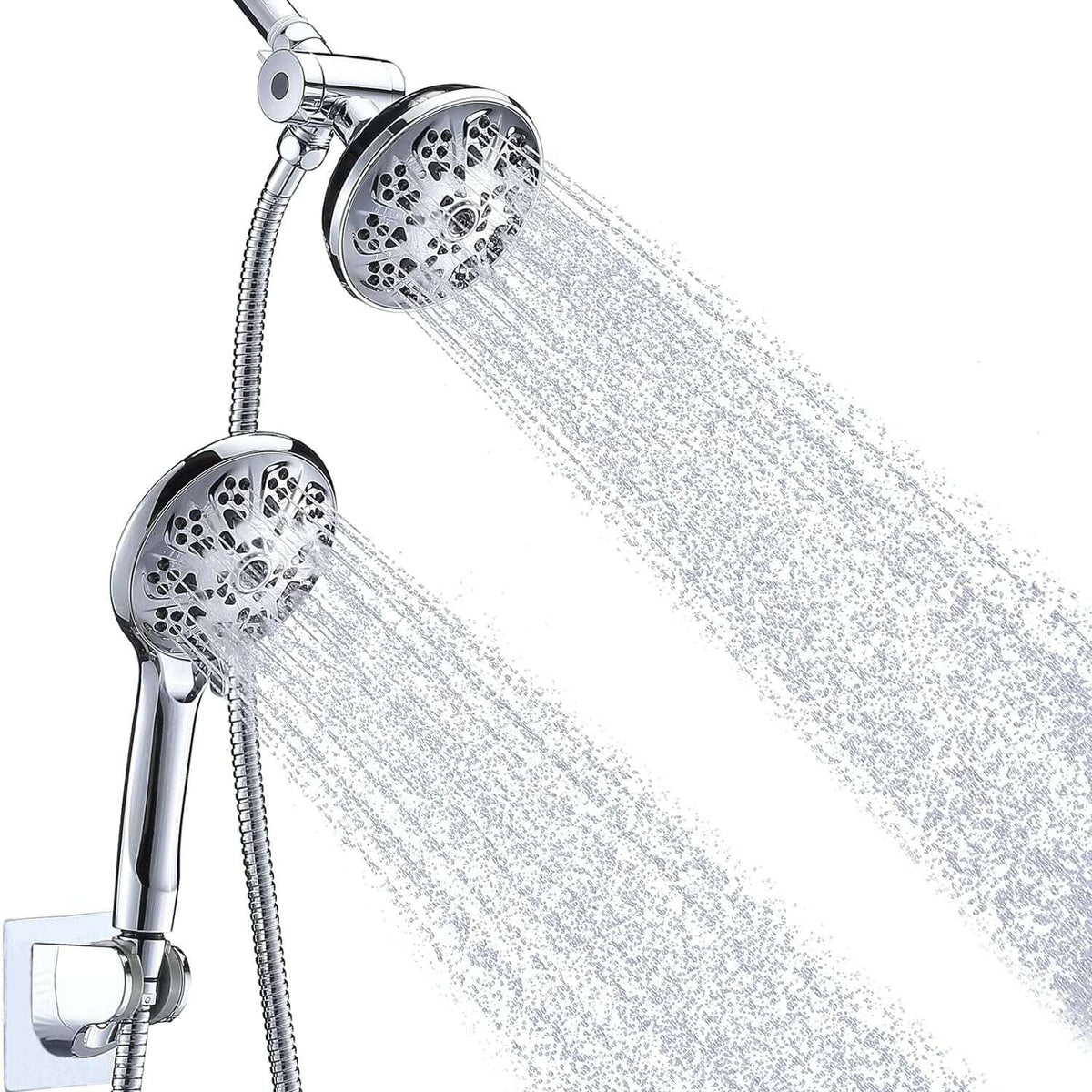 Dual Shower Head 10 Settings - High Pressure Shower Head With Handheld Combo Set,5 Inch High Pressure Rainfall Showerhead With 60 Inch Hose For Bath - Adjustable Swivel Shower Head Spray Anti-Leak Noz