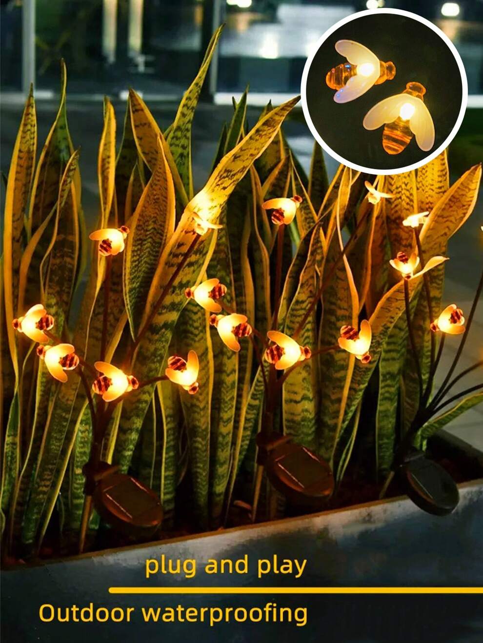 1pc 6/8/10 Lamp, With A Large Bee Shaped Solar Power Ground Plug Light, Night Firefly Light, Garden Decoration Light, Courtyard Decoration Light, Surprise Gift For Friends. It Does Not Cost Electricit