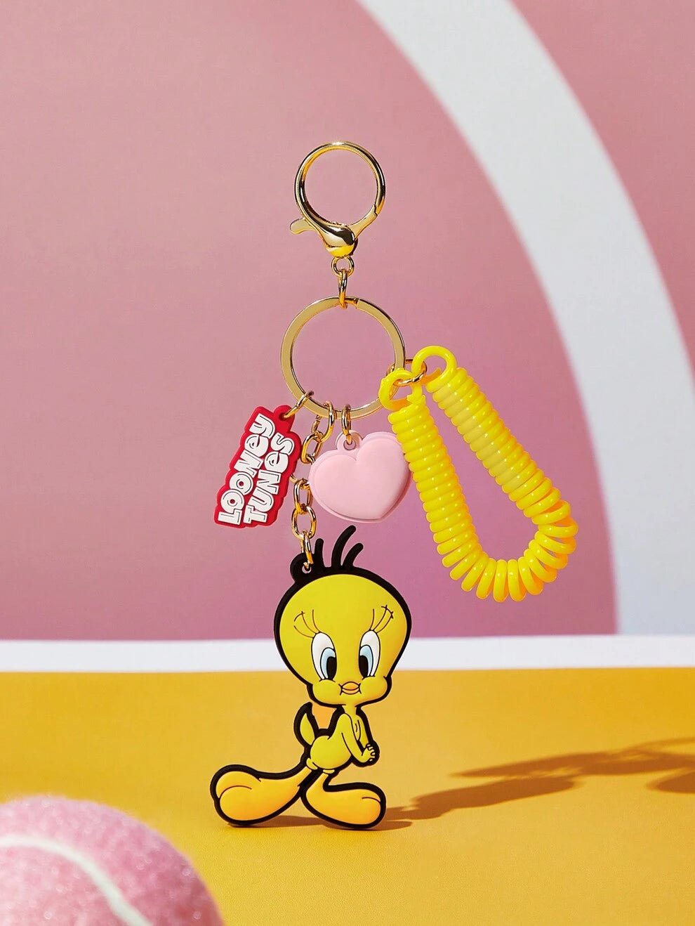 LOONEY TUNES X SHEIN Cute Cartoon Alphabet Pattern Bag Pendant Keychain Half-3D PVC Rubber