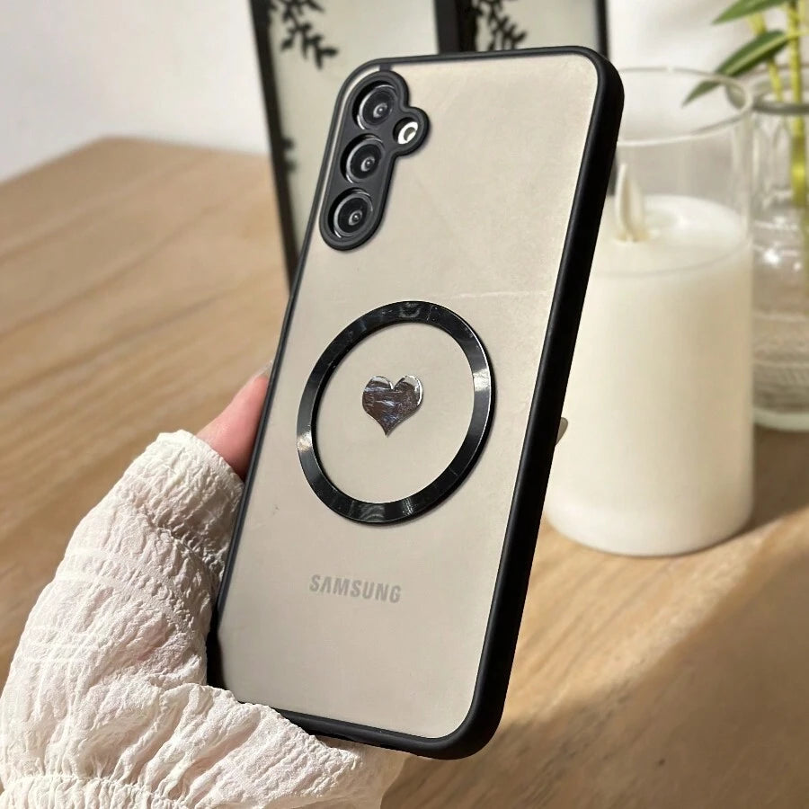 1pc Skin Feel Phone Case With High-Value Magnetic Heart Holder,Compatible With IPhone 15 Pro Max/Samsung S23/Oppo RENO7 4G Phone