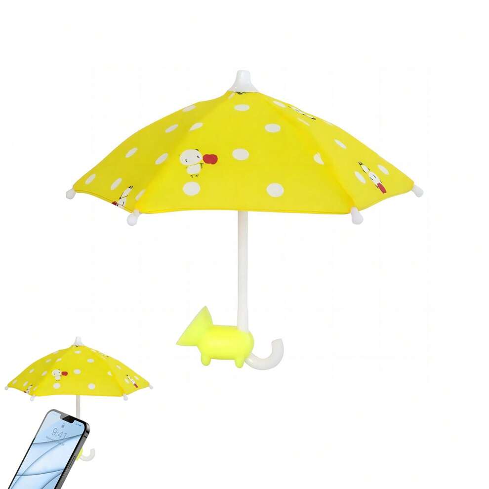 1pc Universal Phone Umbrella Outdoor Mobile Sunshade With Suction Cup Stand,Cell Phone Umbrella Sun Shade Mini Umbrella Summer Beach Stand