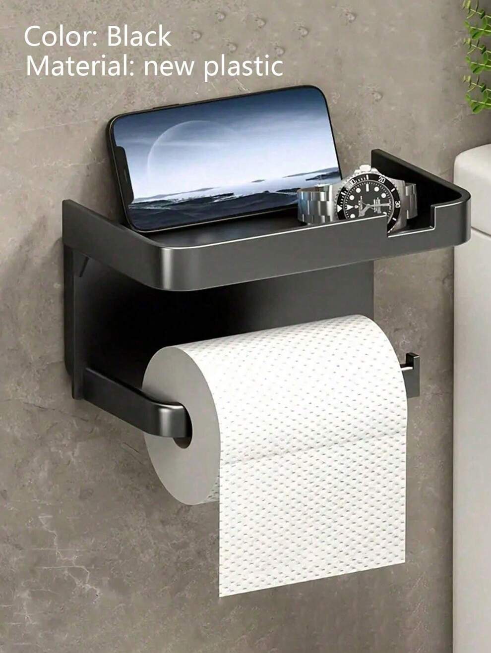 1pc Wall-Mounted Plastic Tissue Storage Rack, Dual-Purpose No Hole Tissue Holder For Bathroom And Toilet - Convenient Home Organizing Accessory