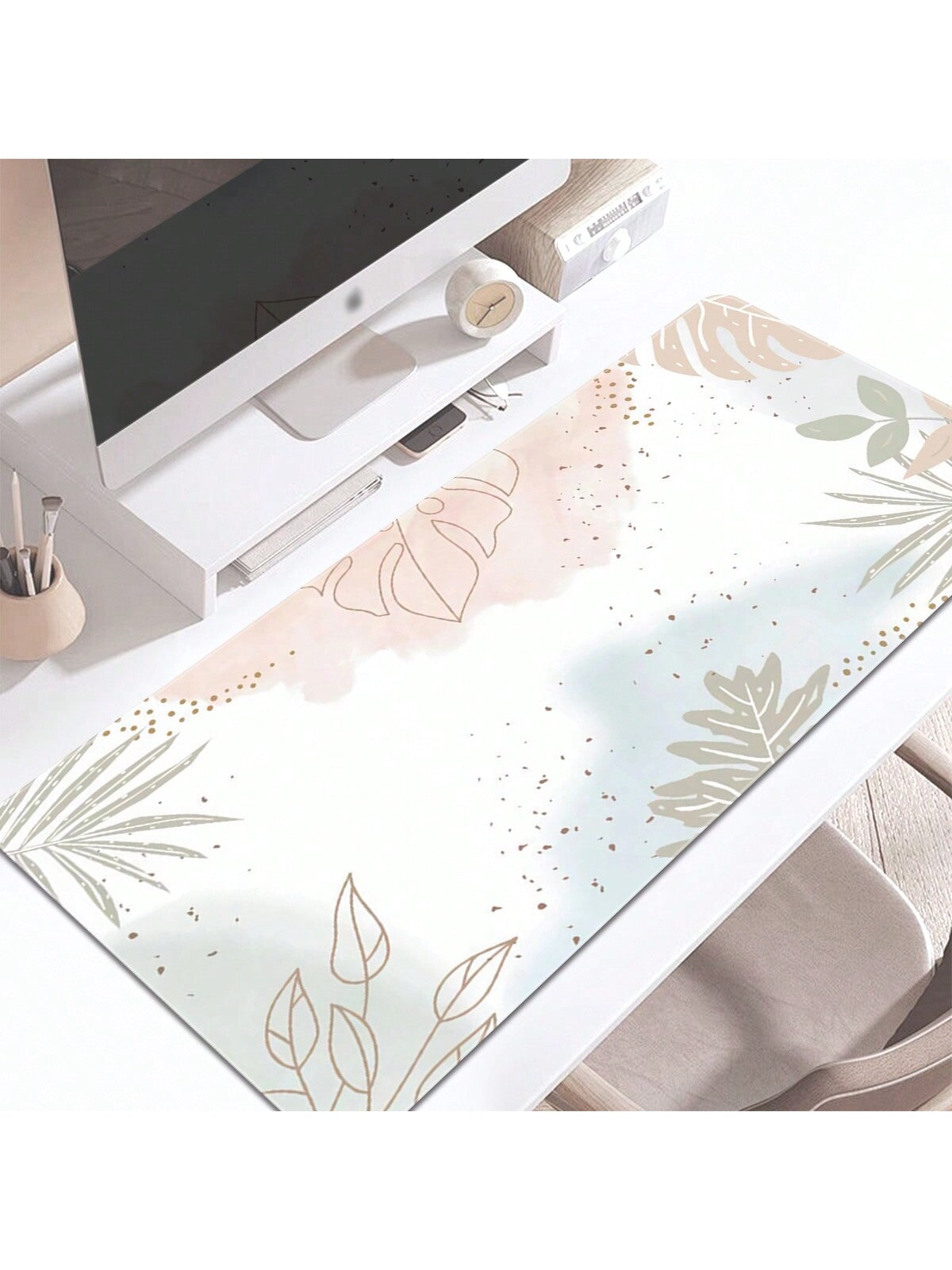 1pc Boho Pastel Painting Mouse Pad Green Plant Abstract Large Gaming Mouse Pad Multi-Size Keyboard Desk Mat Rubber Anti-Slip Office Mouse Pad Desk Accessories Keyboard Desk Pad For School Office Home