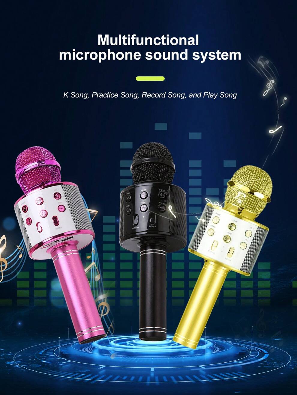 Handheld Karaoke Microphone, Microphone, Audio Integrated Speaker, Mobile Wireless Bluetooth Suitable For Adults And All Age Groups Singing, Home Car Recording, Outdoor Karaoke God