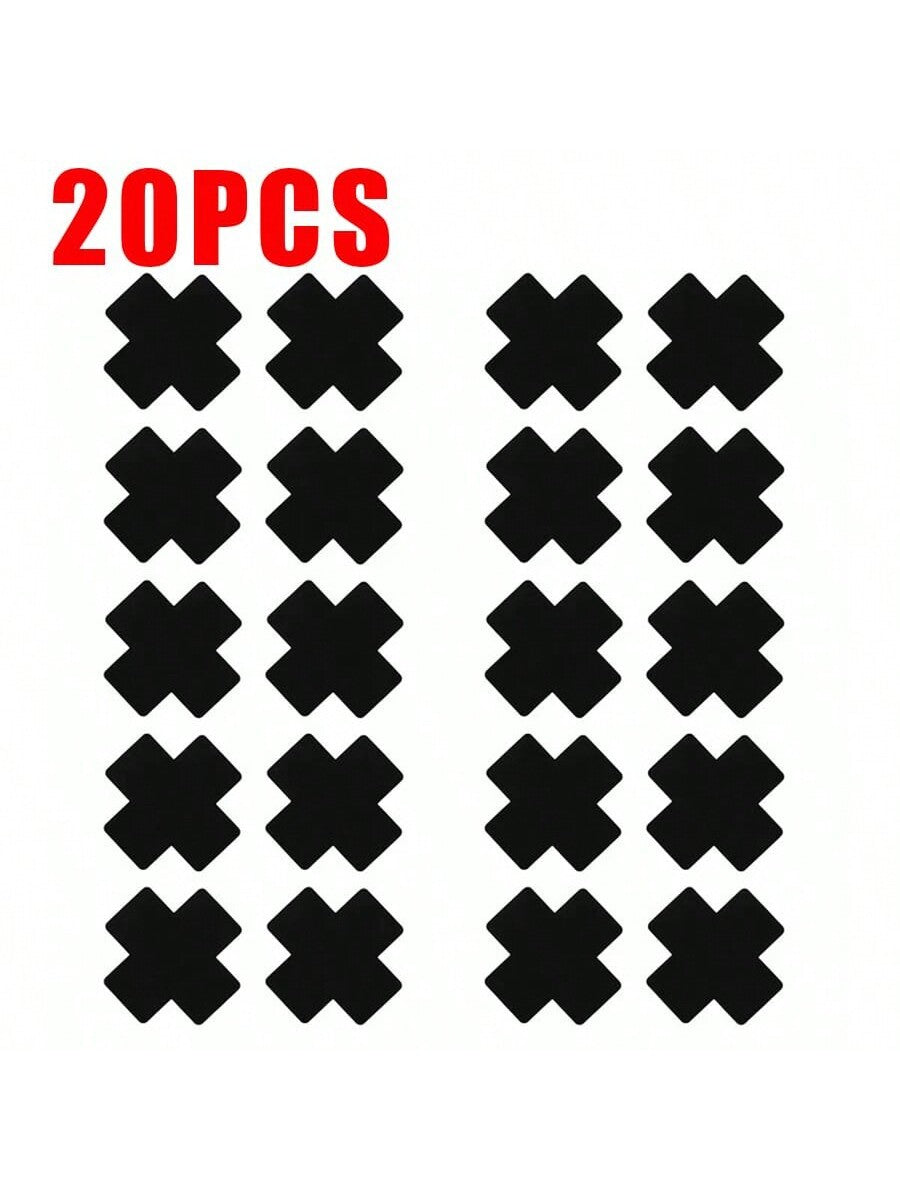 20pcs Black Cross Shaped Self-adhesive Satin Disposable Nipple Cover Stickers For Women, Suitable For Strapless Clothes