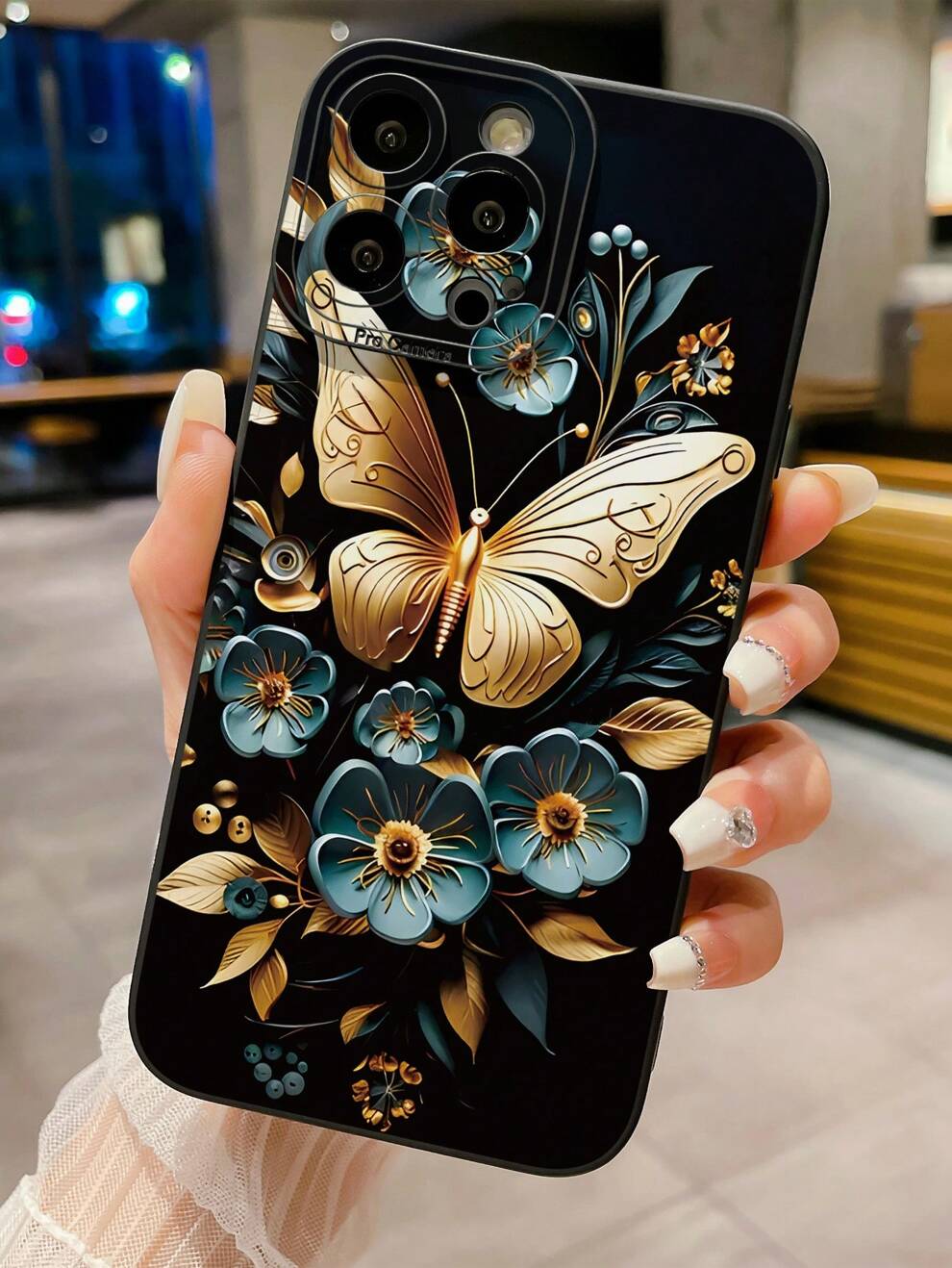 1pc Butterfly & Flower Pattern Printed Eye Phone Case, Suitable For IPhone, Samsung, Xiaomi/Redmi, OPPO/Realme, VIVO, Infinix