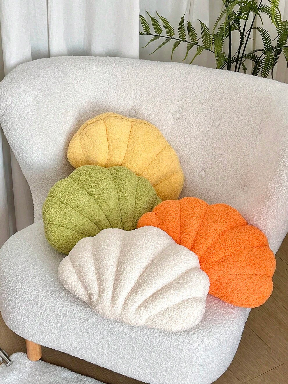 1pc Plush Shell-Shaped Versatile Decorative Pillow For Living Room, Bedroom Or Car