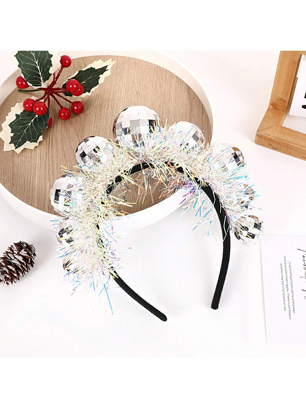 1pc Disco Ball Headband Fashionable Shiny Holiday Entertainment Headdress For Party Headdress Atmosphere Props Birthday Theme Event Family Gathering Outdoor Picnic