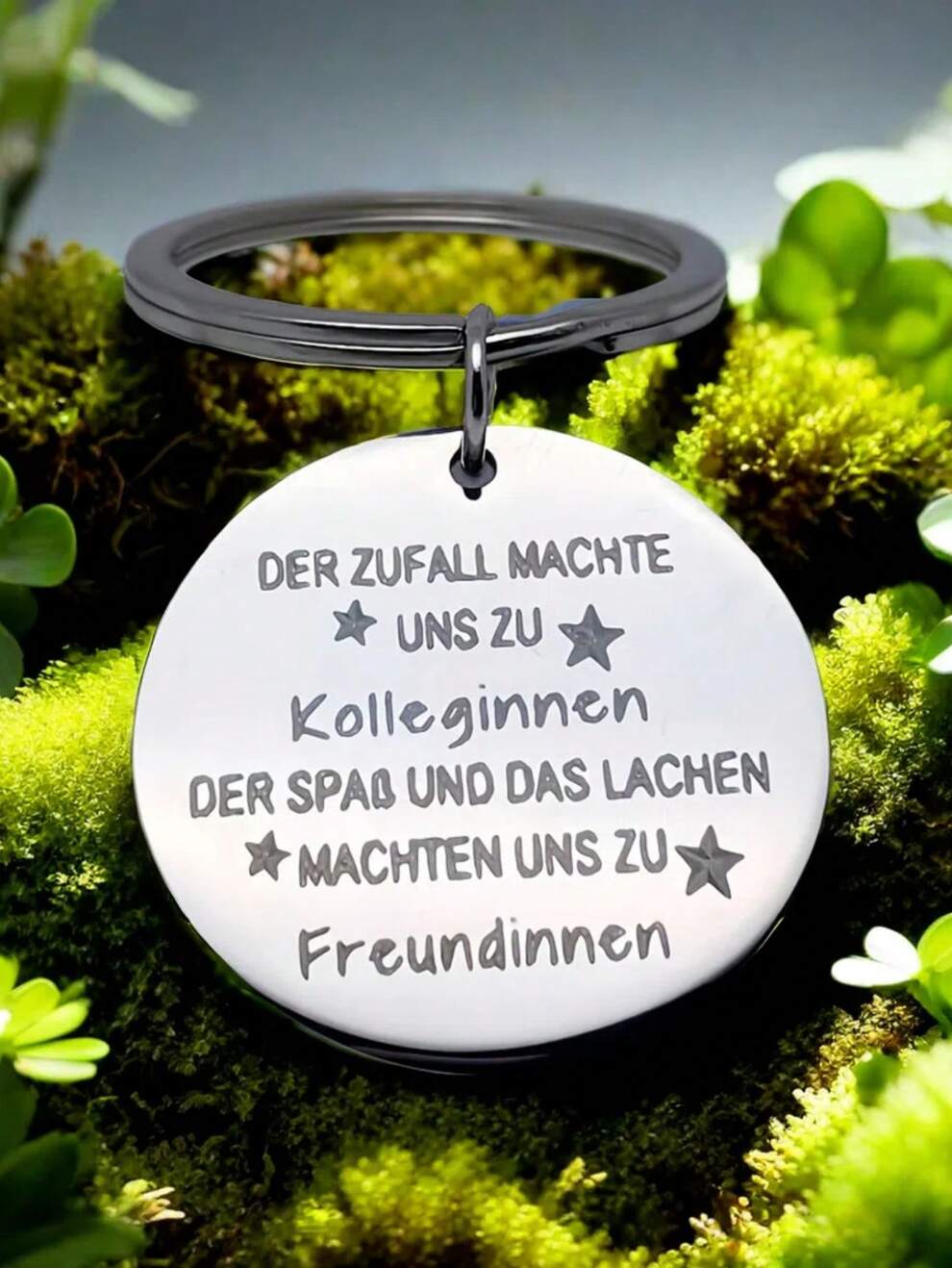 1pc Unisex Stainless Steel Keychain With German Inscription, Casual Style Keyring, Gift For Friends