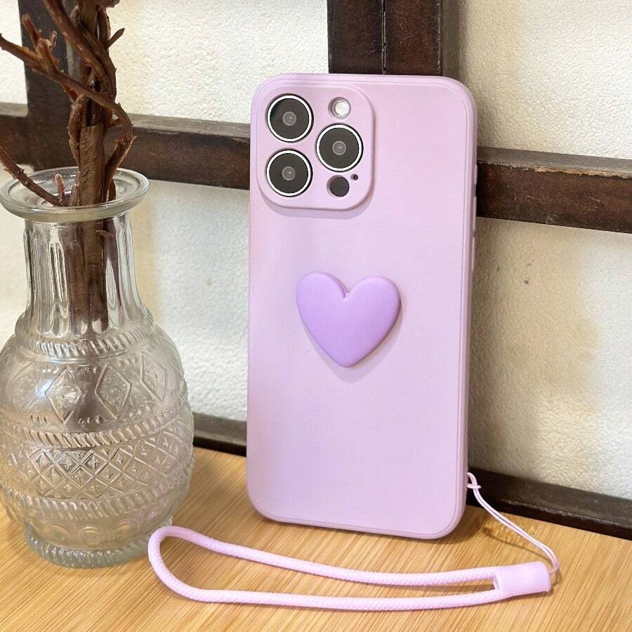 Luxury Original Solid Color Case With Double-Layer Inner Cloth And Liquid Silicone Shockproof Soft Cover Full Lens Coverage, Heart Design. Suitable For IPhone 15/14/13/12/11/Pro Max/8/7/6S/6 Plus/X/XS