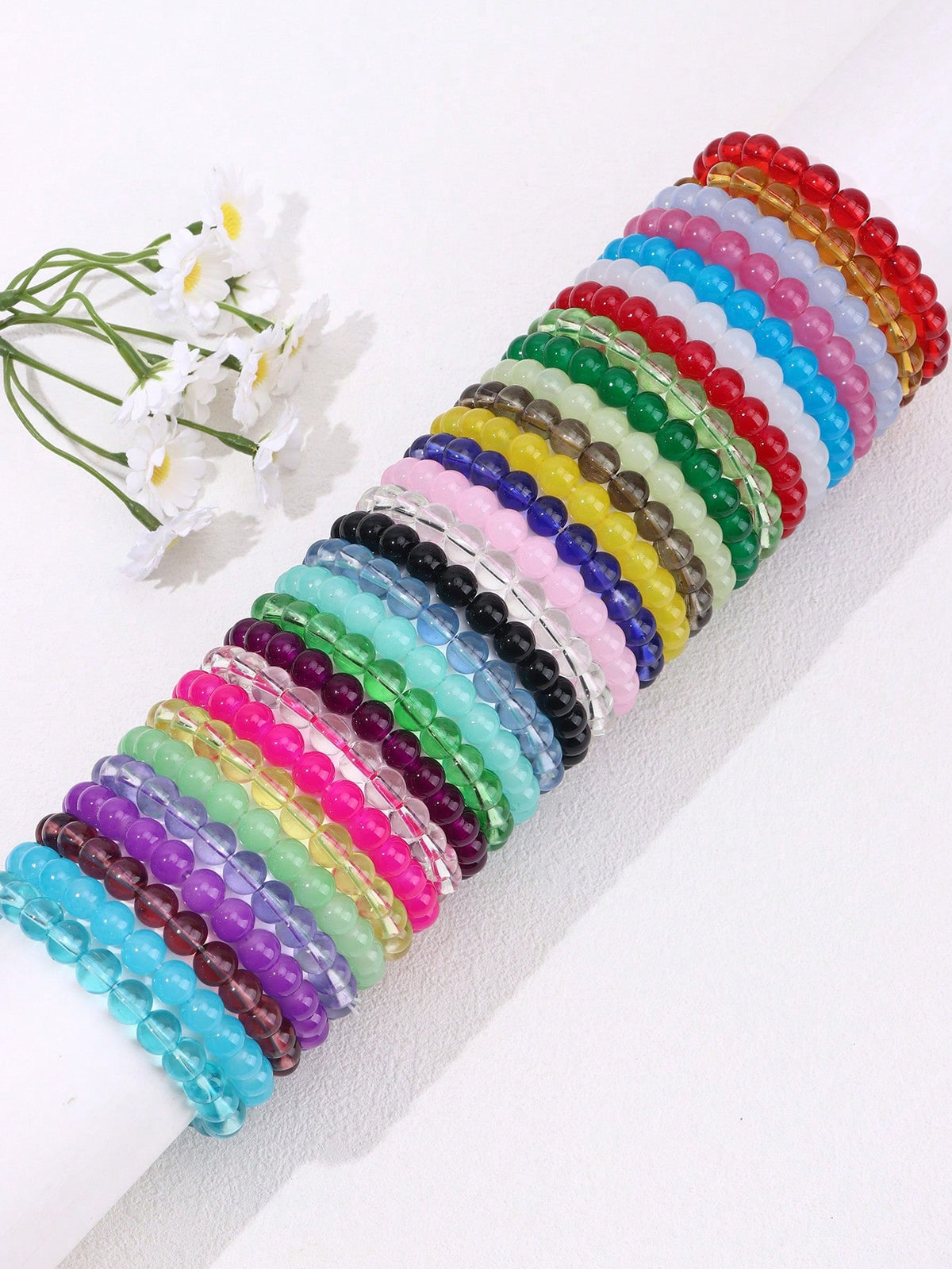 5-15pcs Beaded Elastic Rope Holiday Bracelet