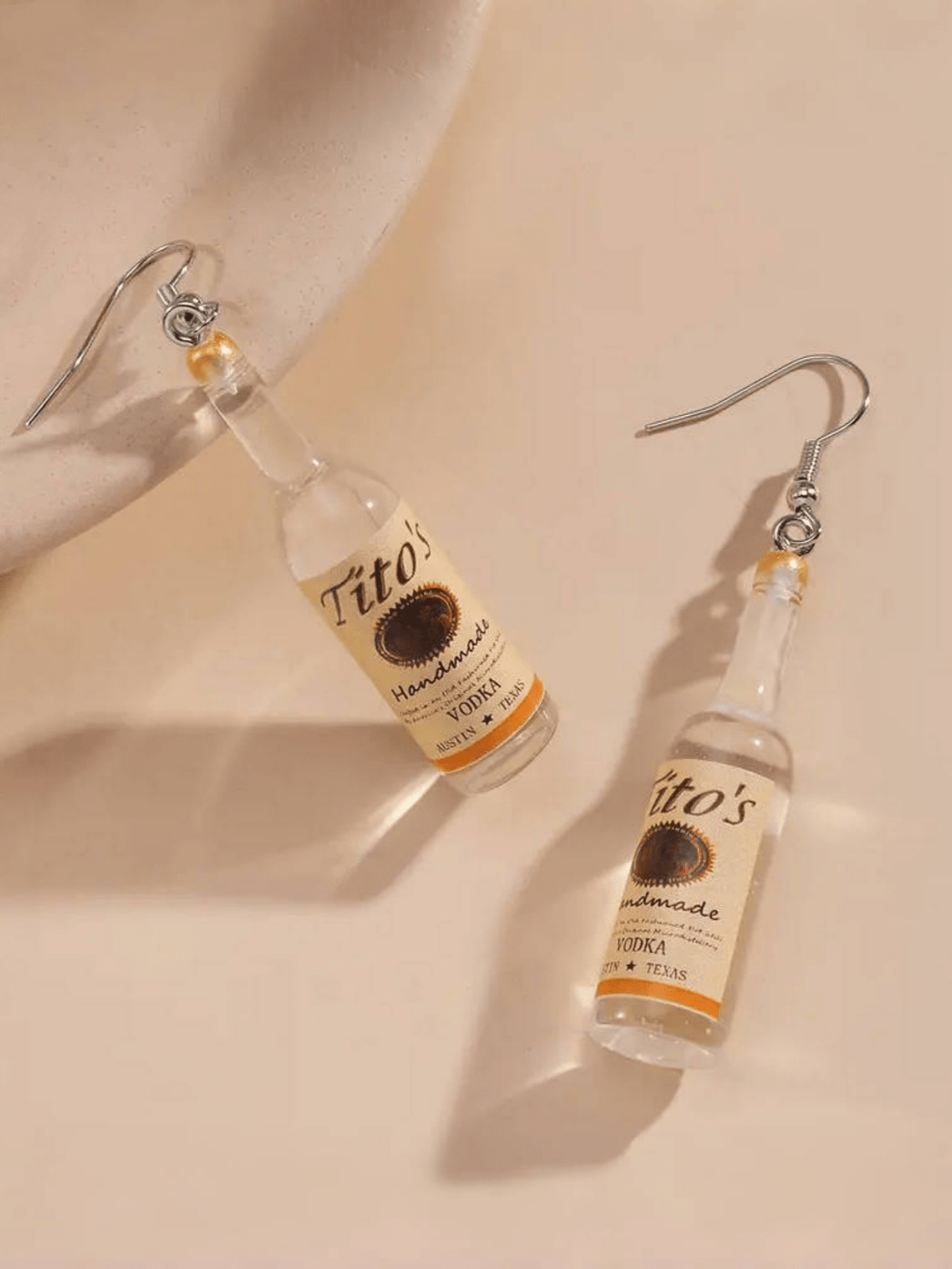 A Pair Of Creative Quirky Miniature Simulation Personality Unique Vodka Clear Drink Hook Earrings