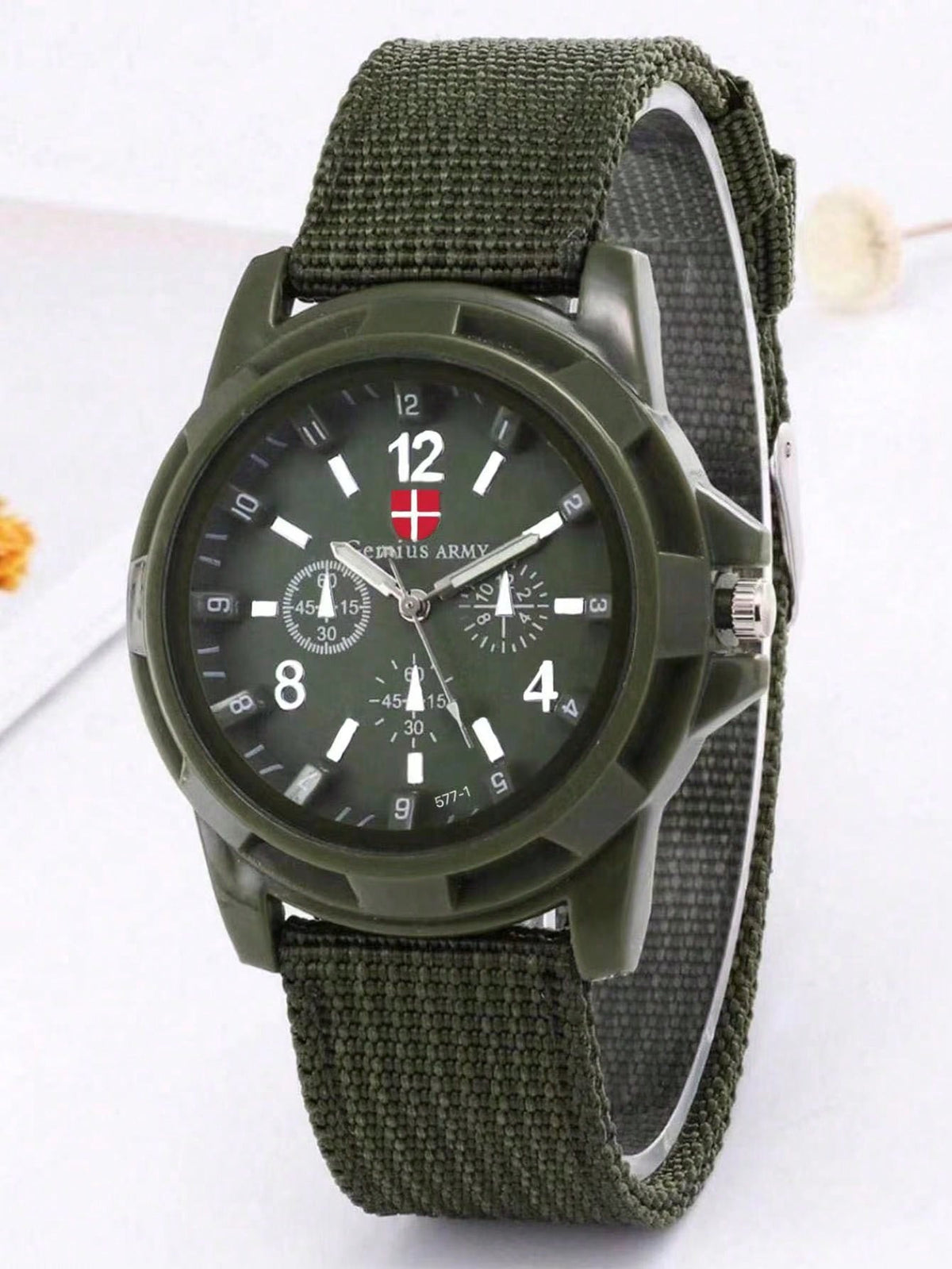 1pc Unisex Green Fashionable Nylon Woven Watch With Pointer Display, Suitable For Middle School And High School Students, Quartz Watch As A Gift For Students Returning To School