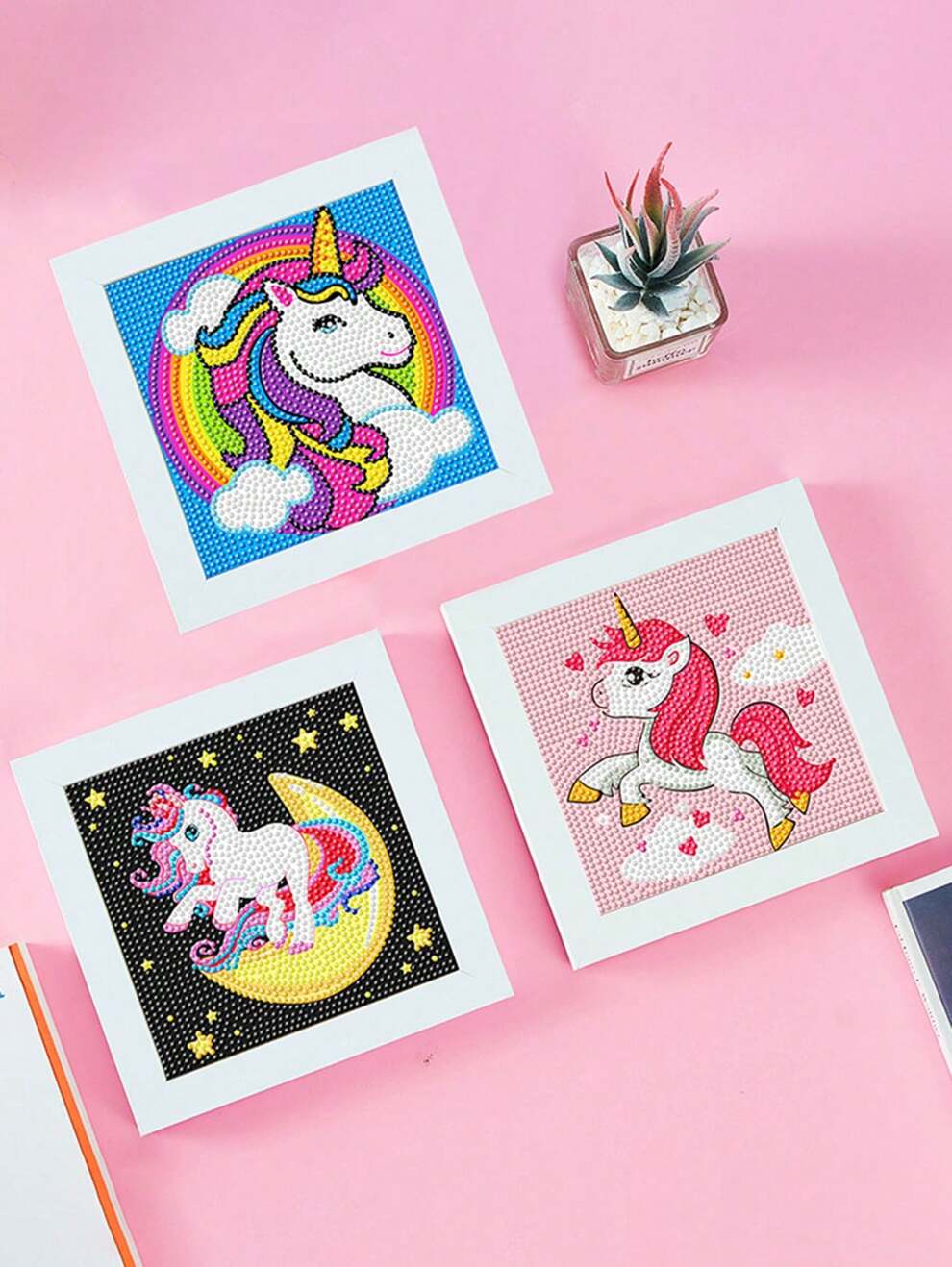 1pc DIY Unicorn Diamond Sticker Painting With Frame, Creative And Educational Crafts