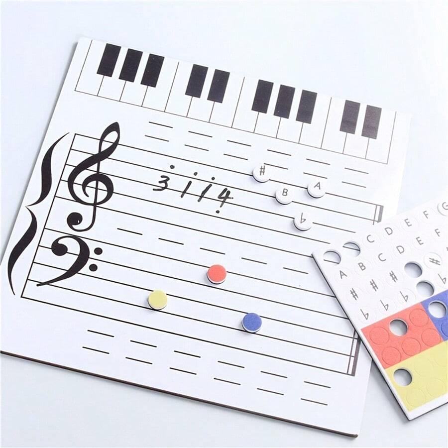 Magnetic Music Notation Board - Easy-To-Erase Surface, Smooth Writing, Strong Magnetic Backing, Durable Teaching Board - Essential Music Teaching Aids For Music Theory Lessons And Exercises