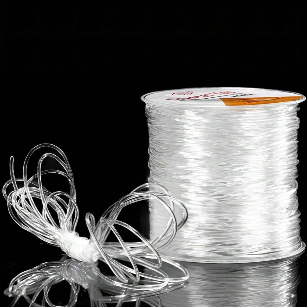 1pc Transparent Elastic Thread Beading Cord 0.4-1.0mm, 100m Long, For Diy Bracelet, Necklace And Jewelry Making