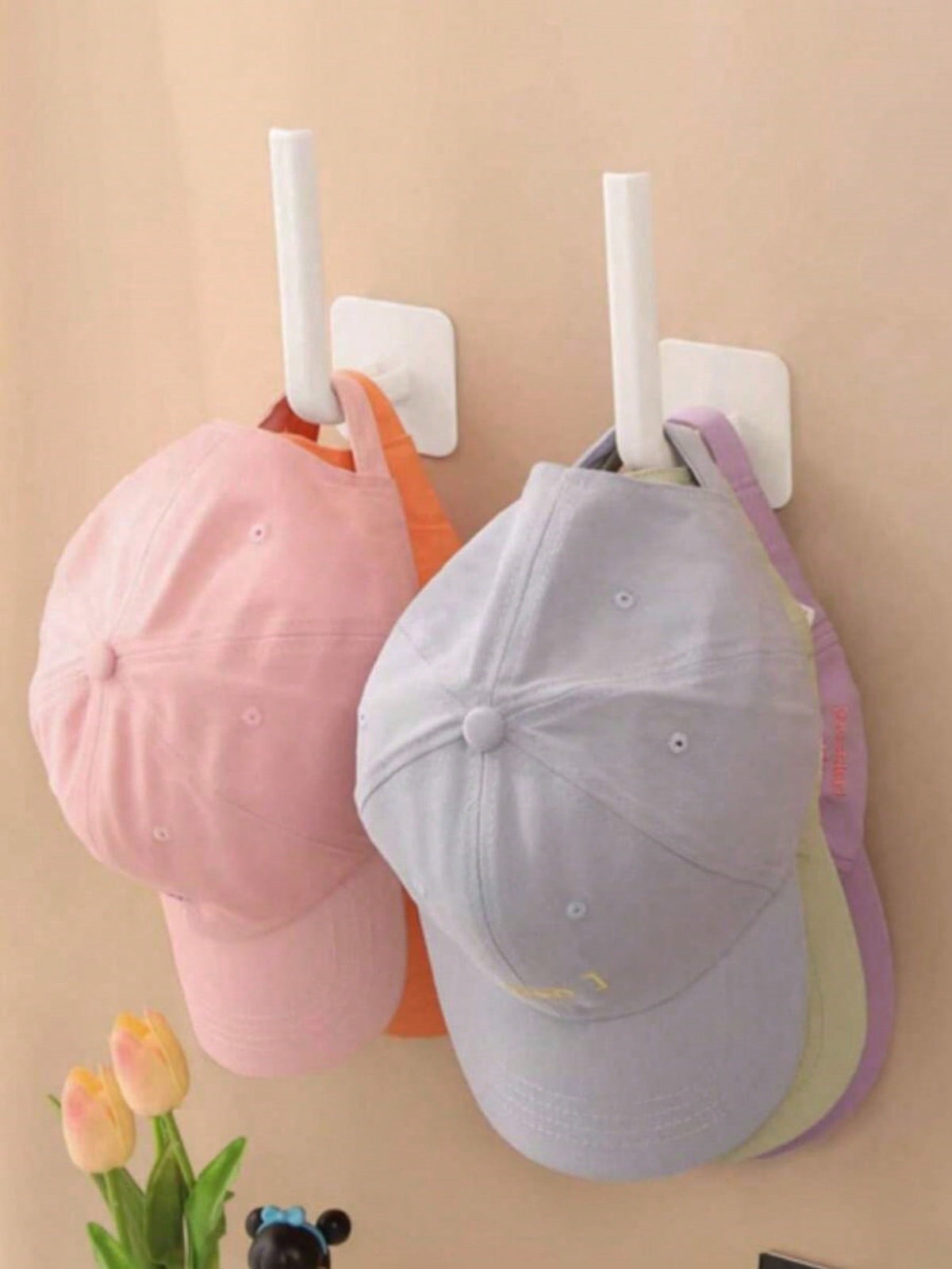 1pc Multifunctional Hat Rack Wall Hook Organizer, No Drill Hat Storage Organizer, Hair Accessories Organizer, Baseball Cap Holder For Wall/Door/Closet, Perfect For Home/Bathroom/Kitchen/Student Dorm S