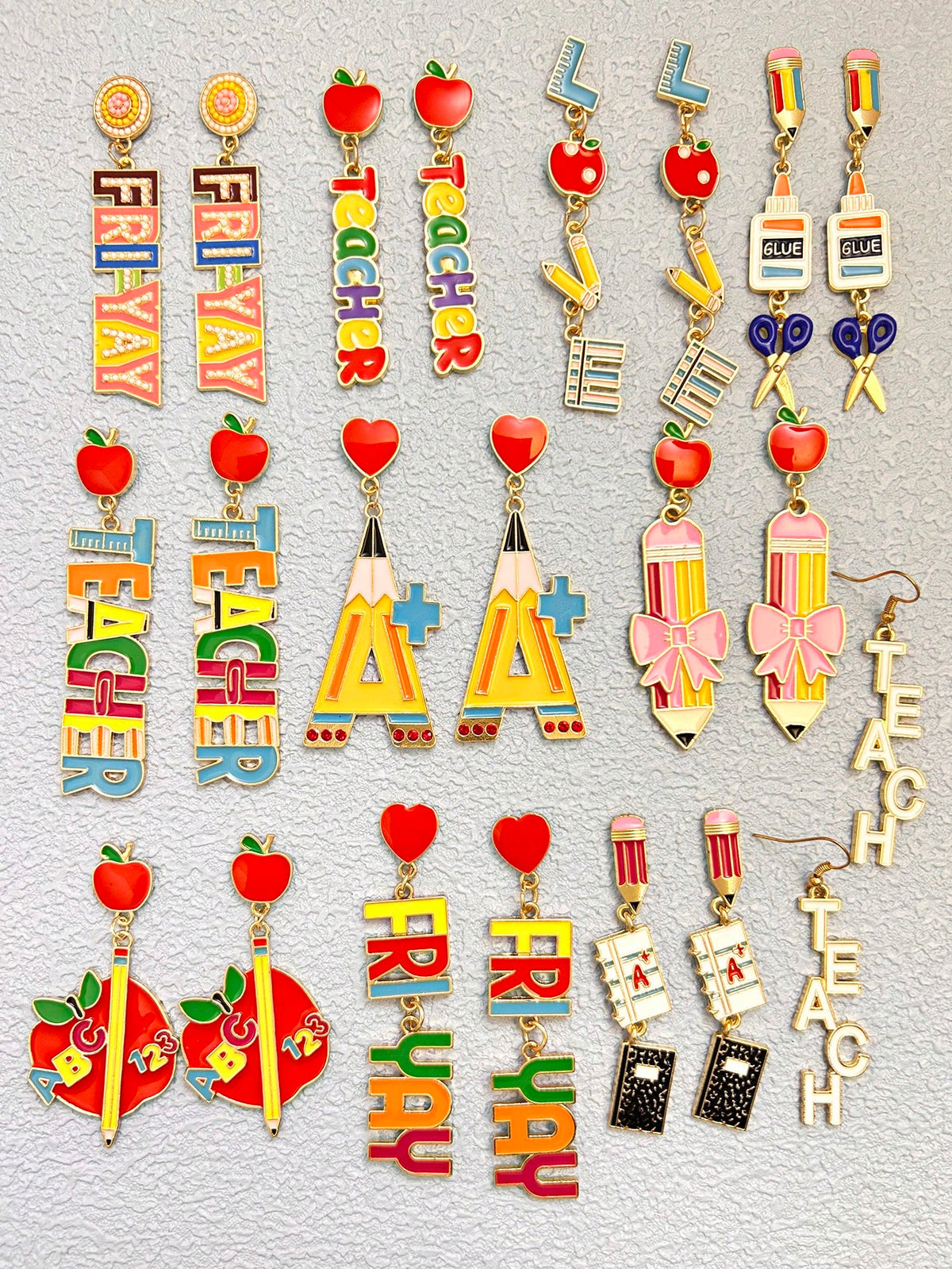 1pair Candy-Colored Teacher's Day/Graduation/Back-To-School Gift Earrings