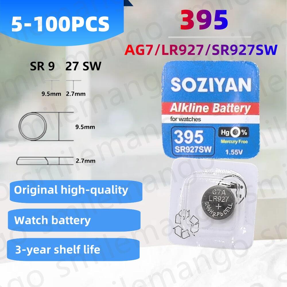 5-100PCS 395 AG7 LR927 1.55V Button Batteries For Watch Toys Remote L927F LR57 SR927 LR926 395A 399 195 Cell Coin 2024New Original SOZIYAN Alkaline Battery Independent Packaging