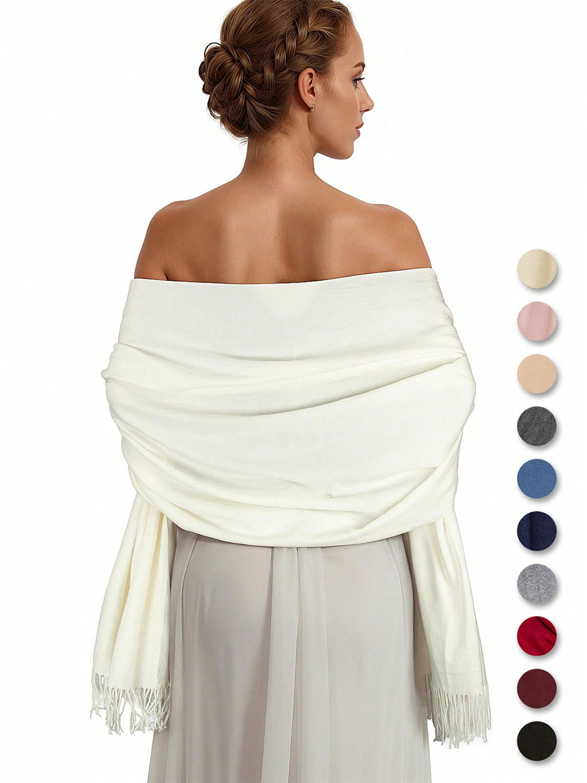 1pc Women's Pashmina Shawls And Wraps Solid Color For Evening Dress Swimsuit Cover Up Beach Cover Up Dress Bathing Long Scarf Wedding Bride Bridesmaid Shawl Gifts