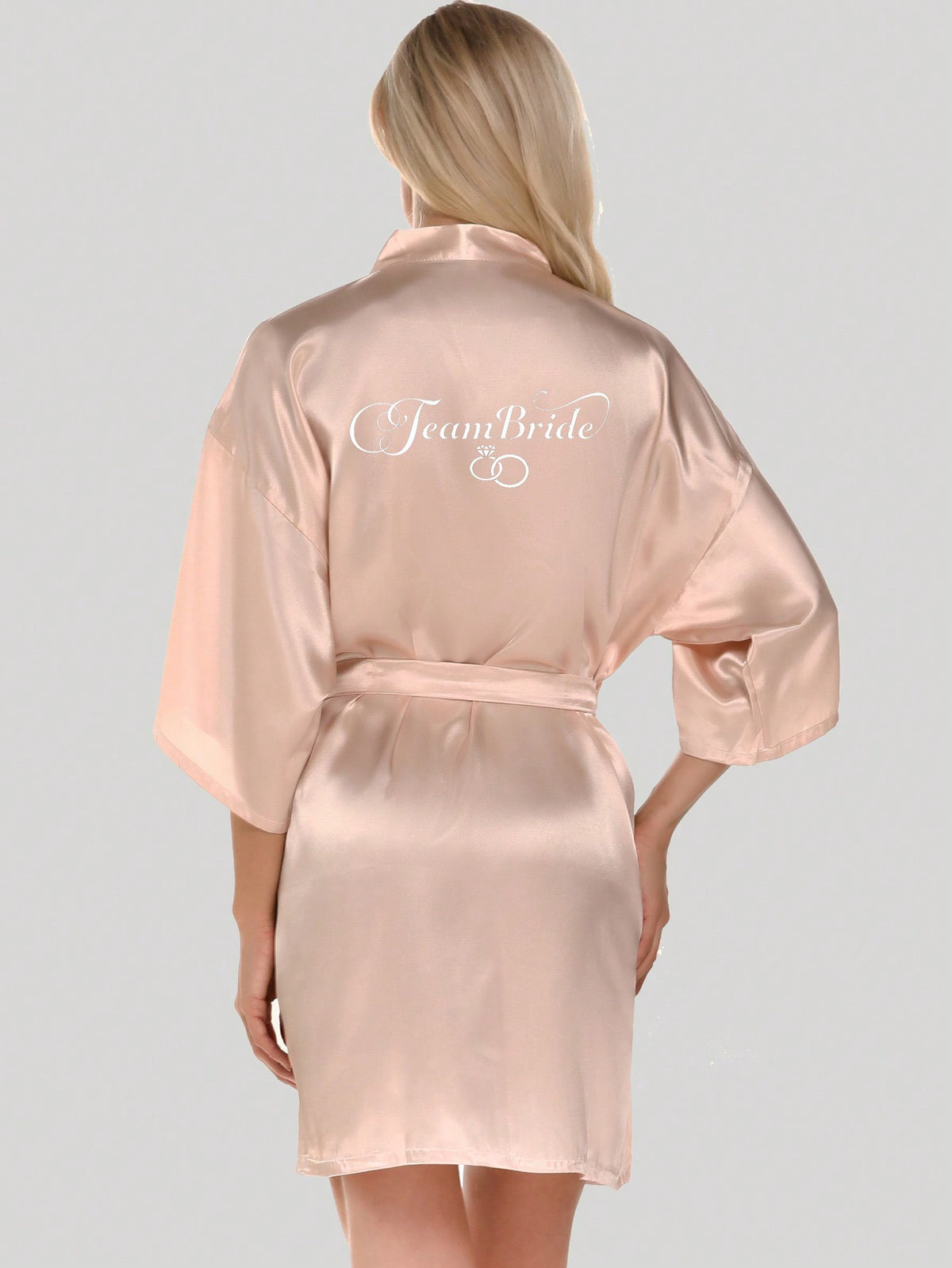 1pc Bride Tribe Diamond Print Satin Short Robe For Bridesmaids