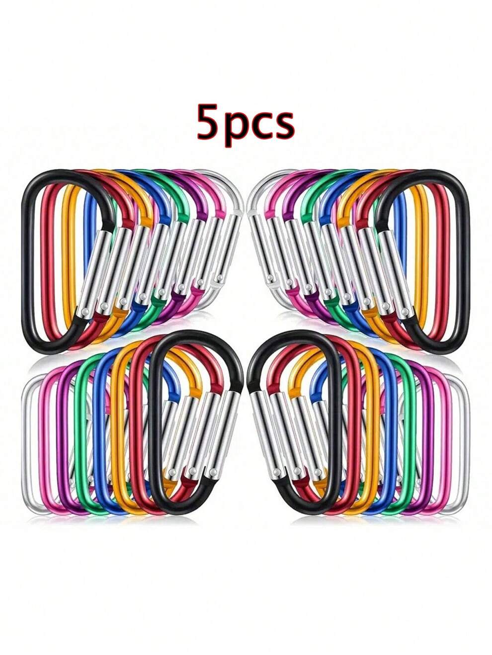 5pcs D-Shaped Aluminum Mountaineering Buckle, Keyring, Colorful Sports Mountaineering Buckle, Portable Snap Ring, Spring Hook For Clips, Buckle, Spring Hook For Outdoor Activities Luggage Backpack Hoo