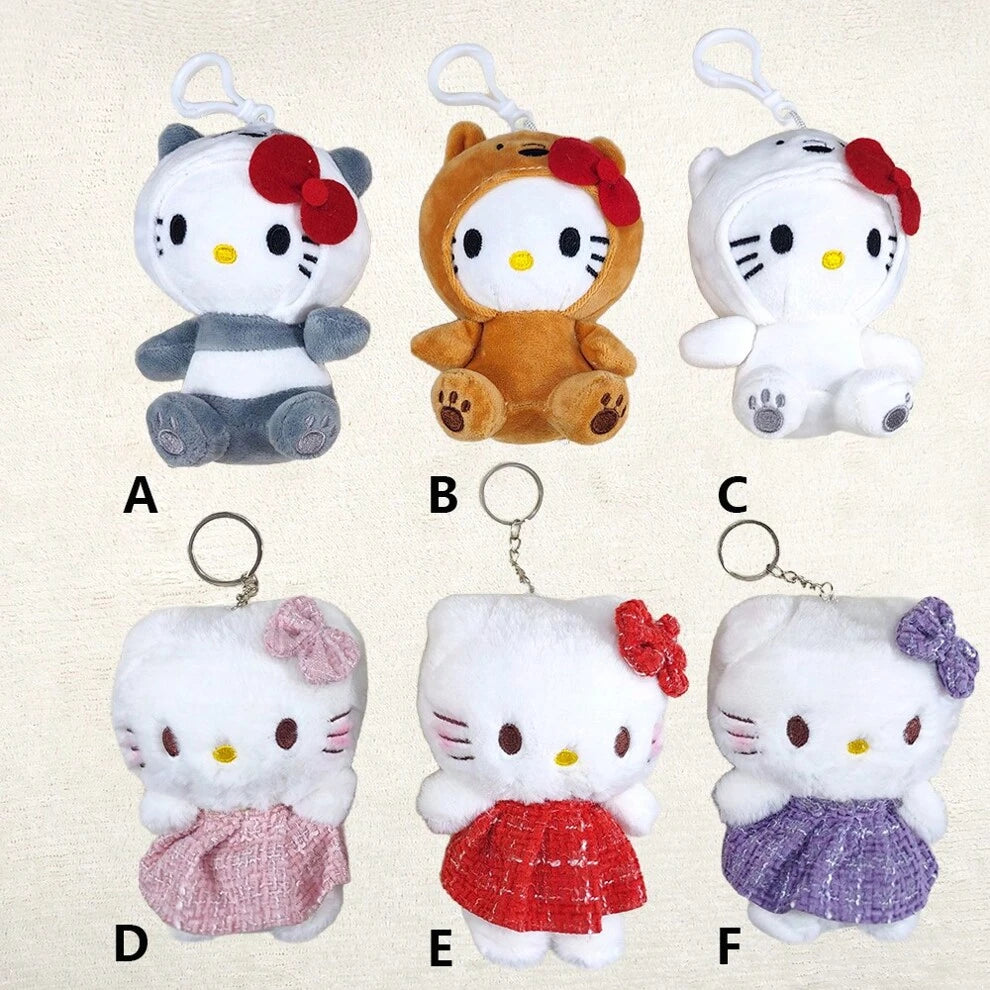 1PC Kawaii KT Plush Keychain Doll Schoolbag Key Chain Cartoon Animal Stuffed Pendant Backpack Chains Bag Decoration