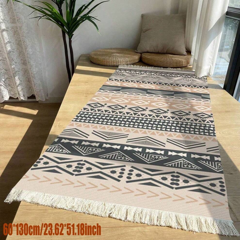 1pc Bohemian Style Modern Tassel Decor Anti-Slip Floor Mat, Suitable For Living Room, Bedroom, Doorway Rug