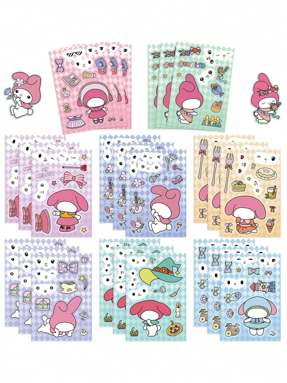 8Sheets/Set Random Cartoon Sticker Hello Element Sticker Set Kitty Cat Suitable For Mobile Phones Computer Luggage DIY Stickers Perfect Gift Choice (Some Parts Maybe Random)