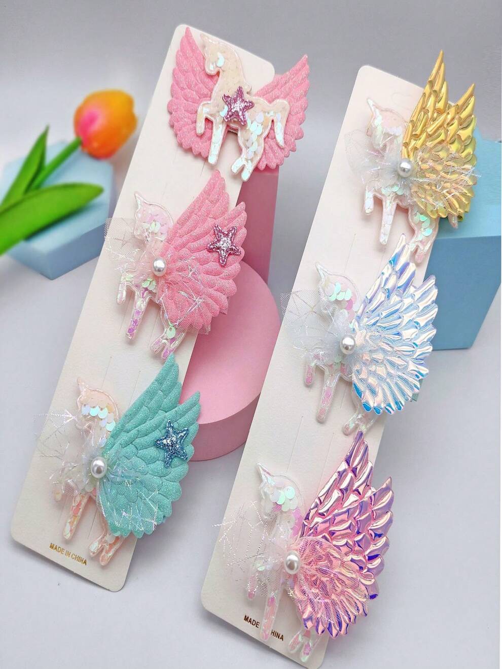 1pc Angel Wing Horn Horse Hair Clip, Super Cute Kids' Unicorn Hairpin, Back Clip