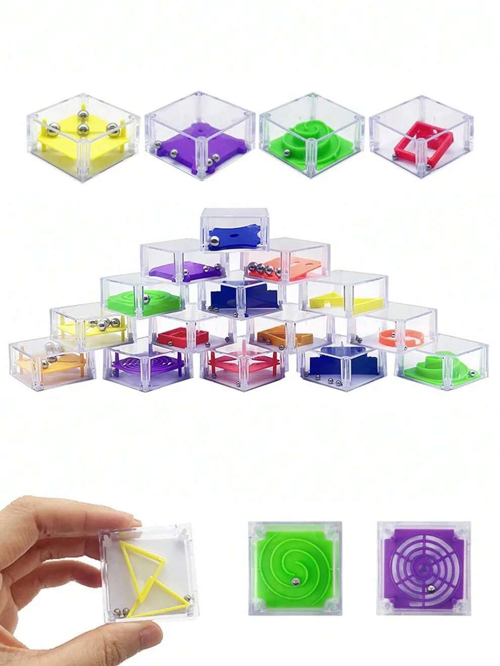 1/2/8/12pcs Random Color Plastic Material Mini Maze Ball Game For Birthday Party Favors And Stress Relief Toys